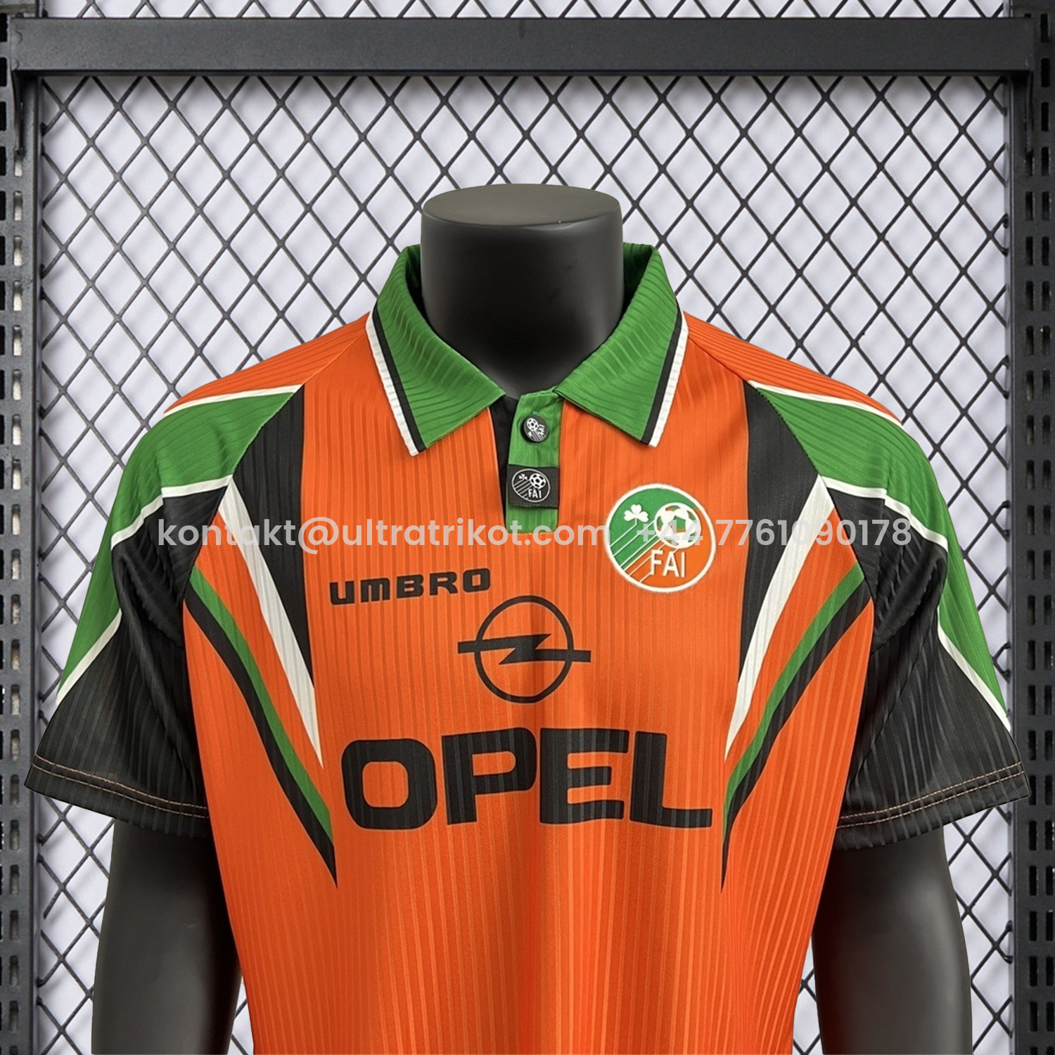 UltraTrikot-Retro Ireland 1996-97 Away Orange Jersey