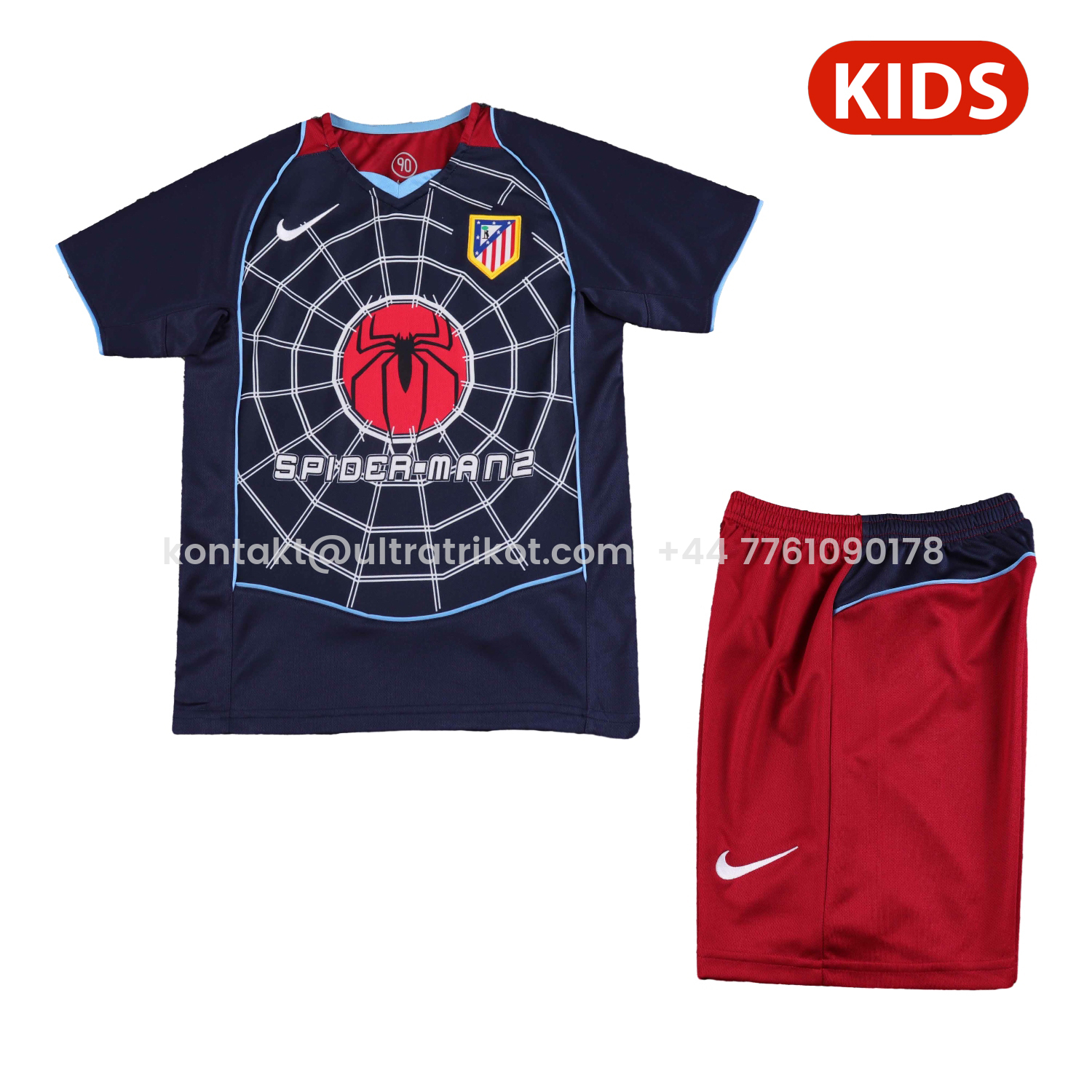 UltraTrikot-Retro Atletico Madrid 2004-05 Away S.p.i.d.e.r M.a.n Special Kids Kit