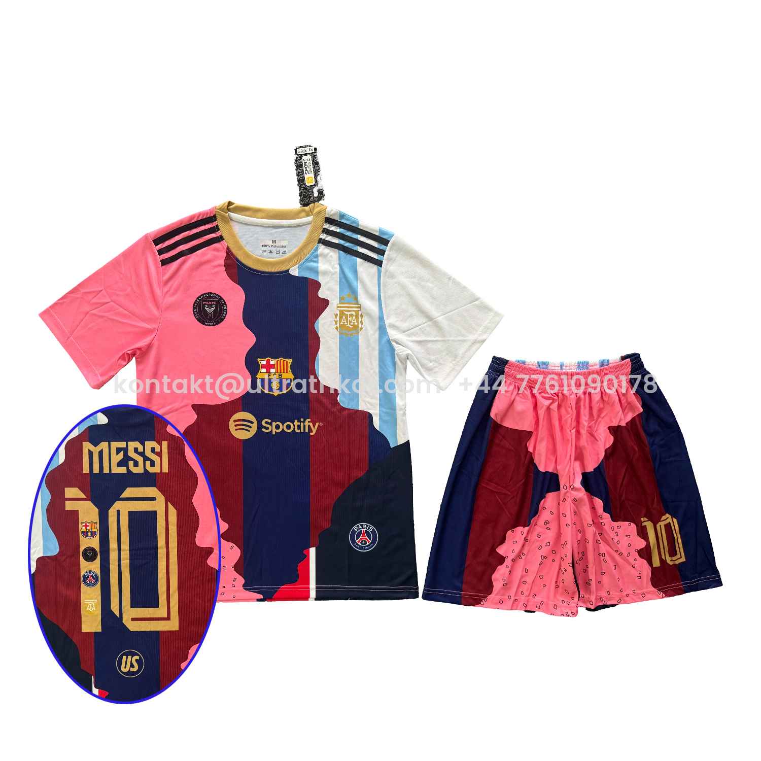 UltraTrikot-Messi Career Commemorative Men's Adult Jersey Set - Fans Versionwith Messi #10 - Barcelona Argentina Paris Saint-Germain PSG INT M.A.M