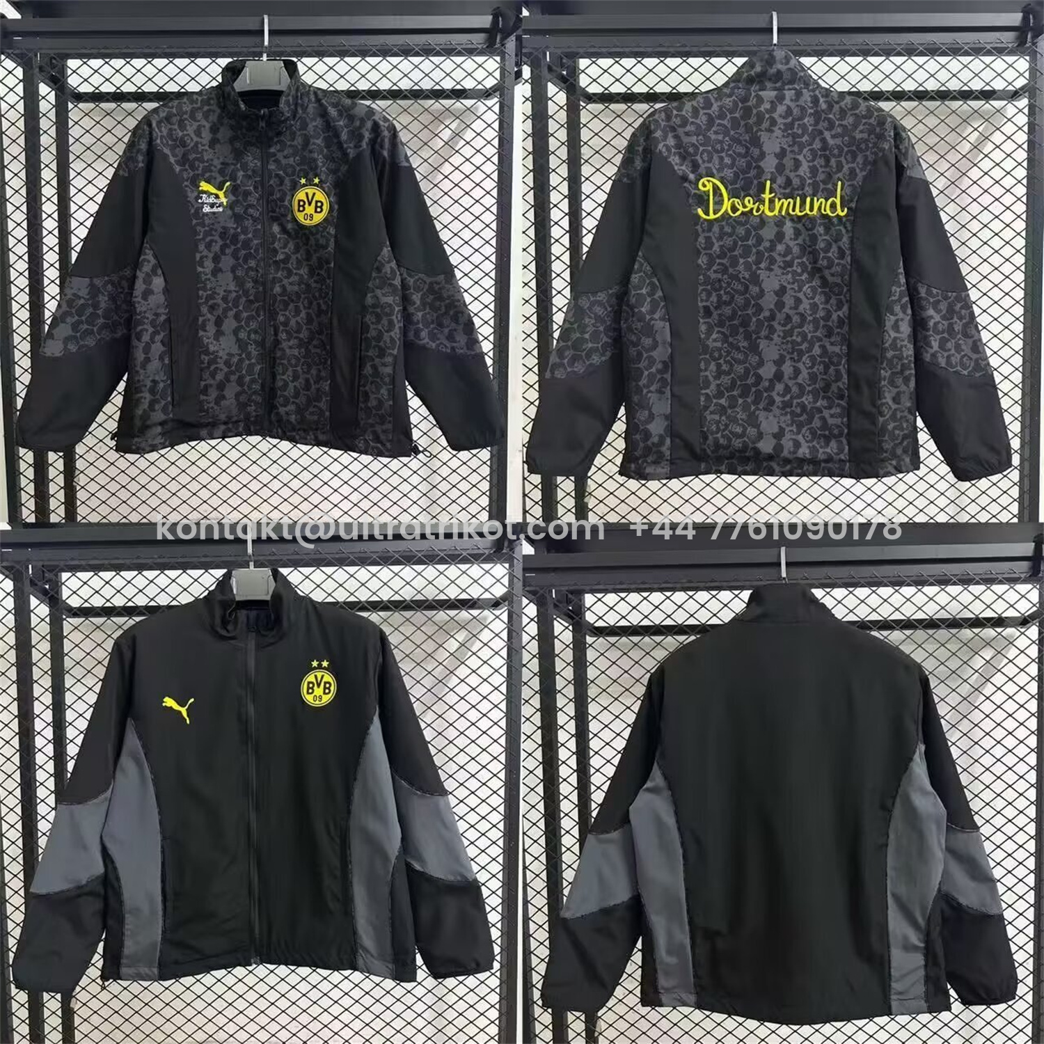 UltraTrikot-Dortmund 25-26 Black and Gray Double-Sided Training Windbreaker Jacket