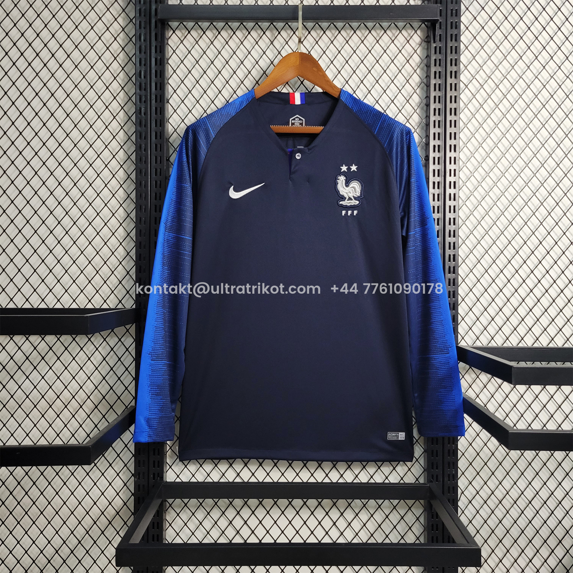 UltraTrikot-Retro France 2018 Home Stadium Long Sleeve Jersey