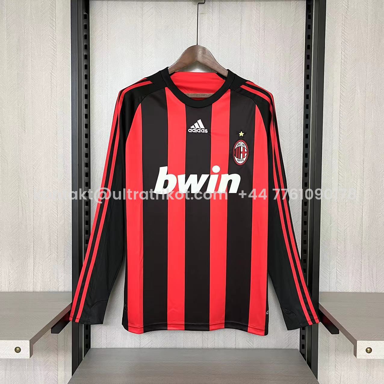 UltraTrikot-Retro AC Milan 2008-09 Home Long Sleeve Jersey