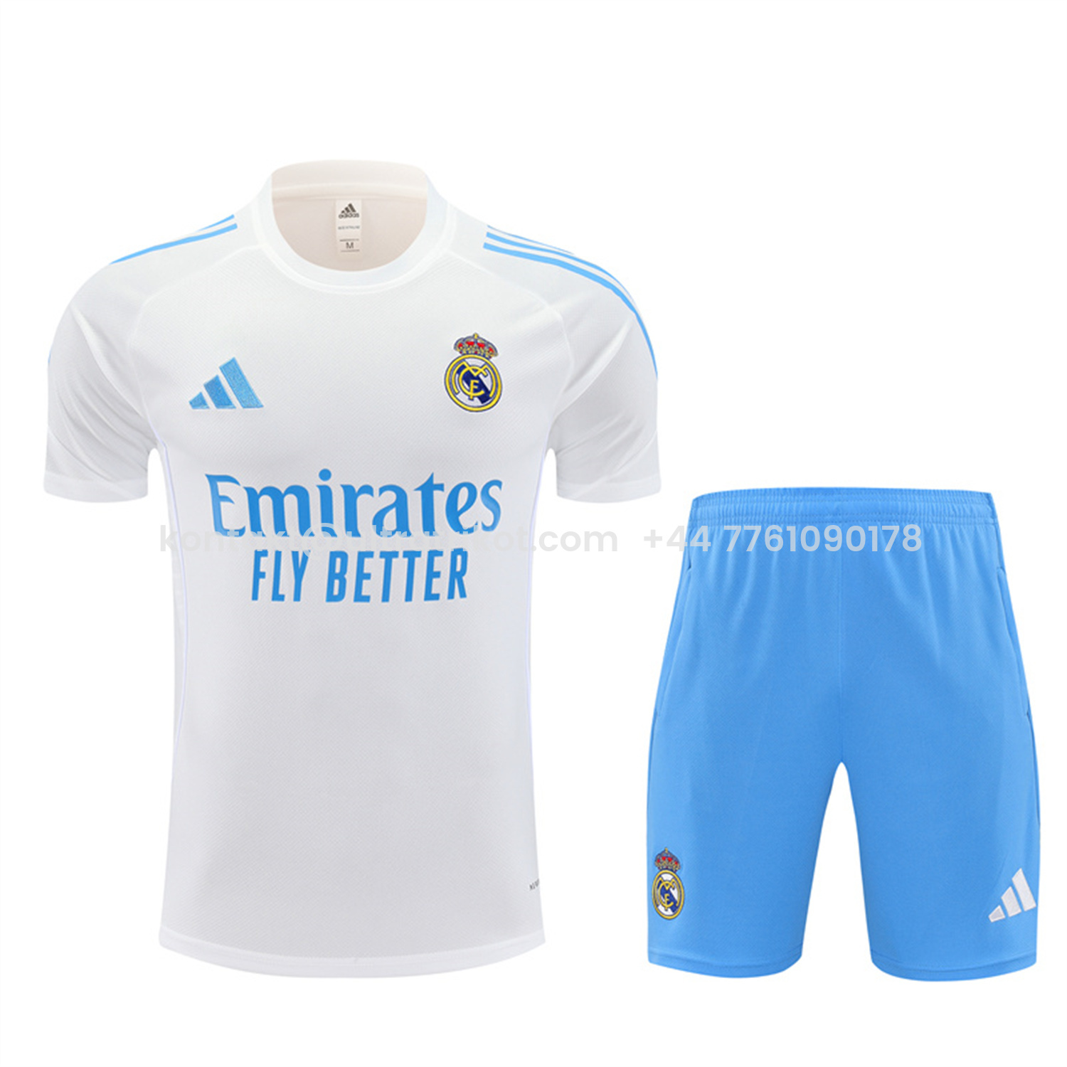 UltraTrikot-Real Madrid 25-26 Kids Short-Sleeve Training Set - White Top and Sky Blue Shorts