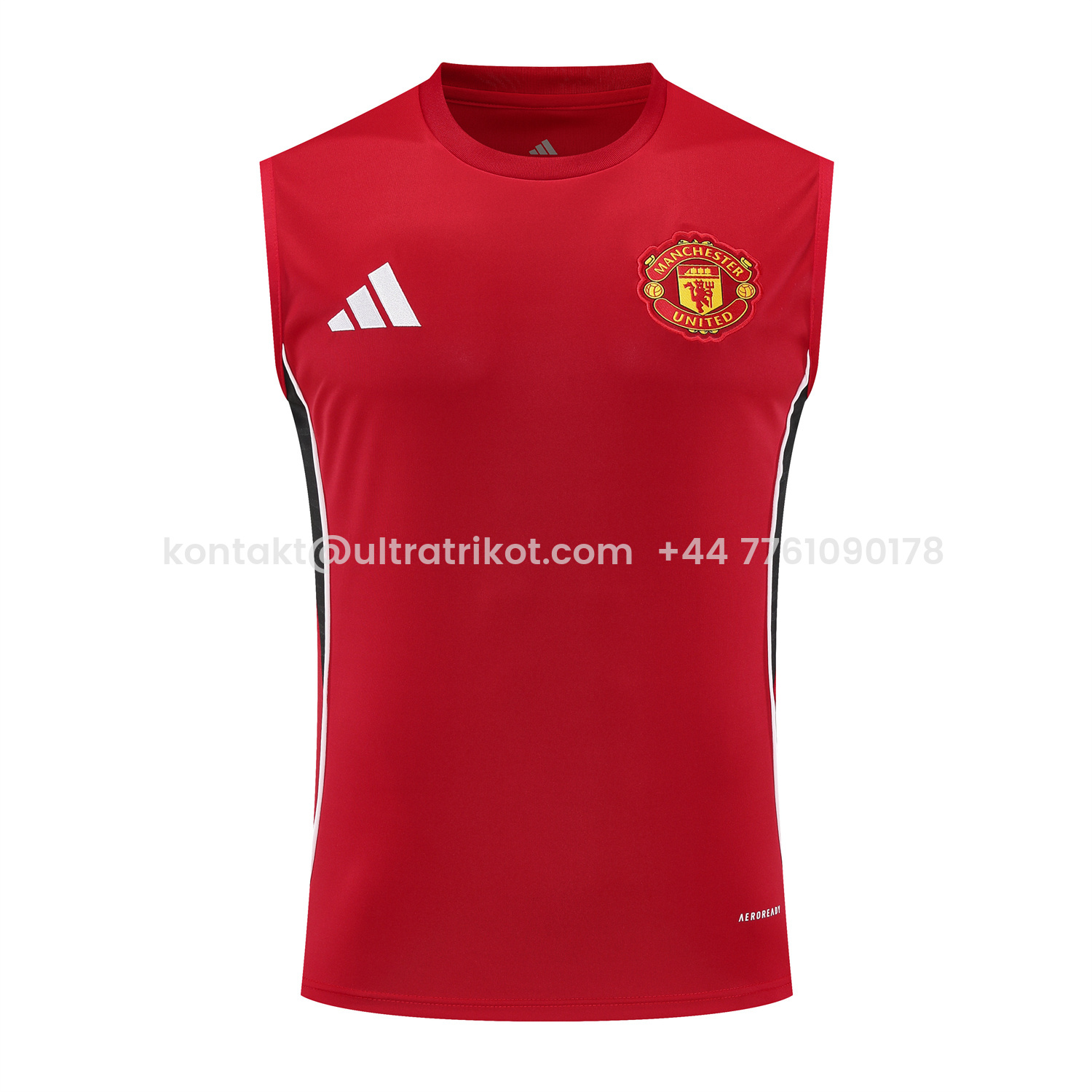 UltraTrikot-Manchester United 25-26 Vest Training Set - Pure Red Vest & Black Shorts