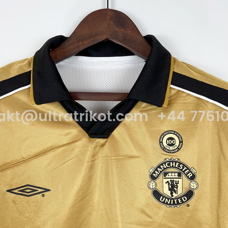 UltraTrikot-Retro Manchester United 01-02 100th Anniversary Special Edition Jersey - Gold