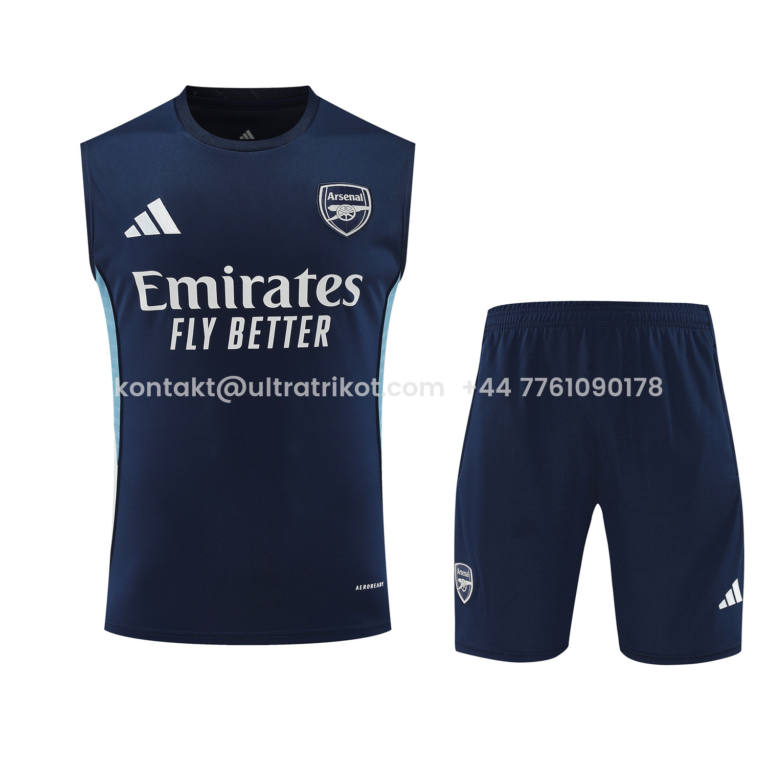 UltraTrikot-Arsenal 25-26 Vest Training Set - Deep Blue Vest and Shorts