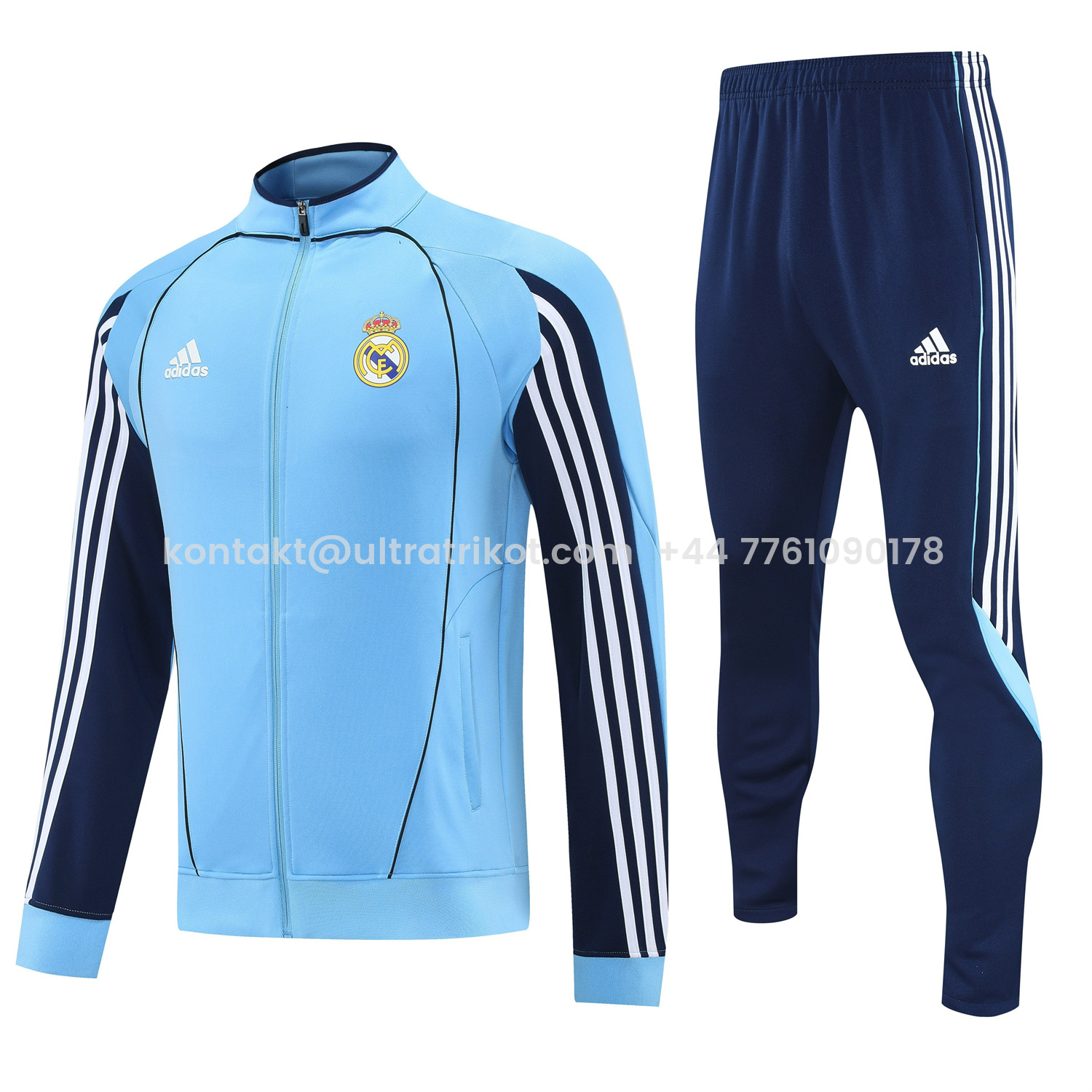UltraTrikot-Real Madrid 25-26 Jacket Training Tracksuit - Light Blue Jackets & Deep Blue Pants
