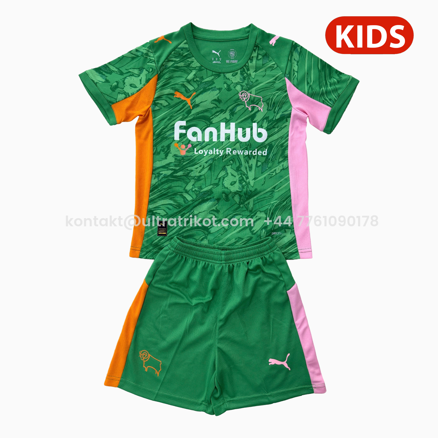 UltraTrikot-Derby County 25-26 Green Goalkeeper Kids Kit