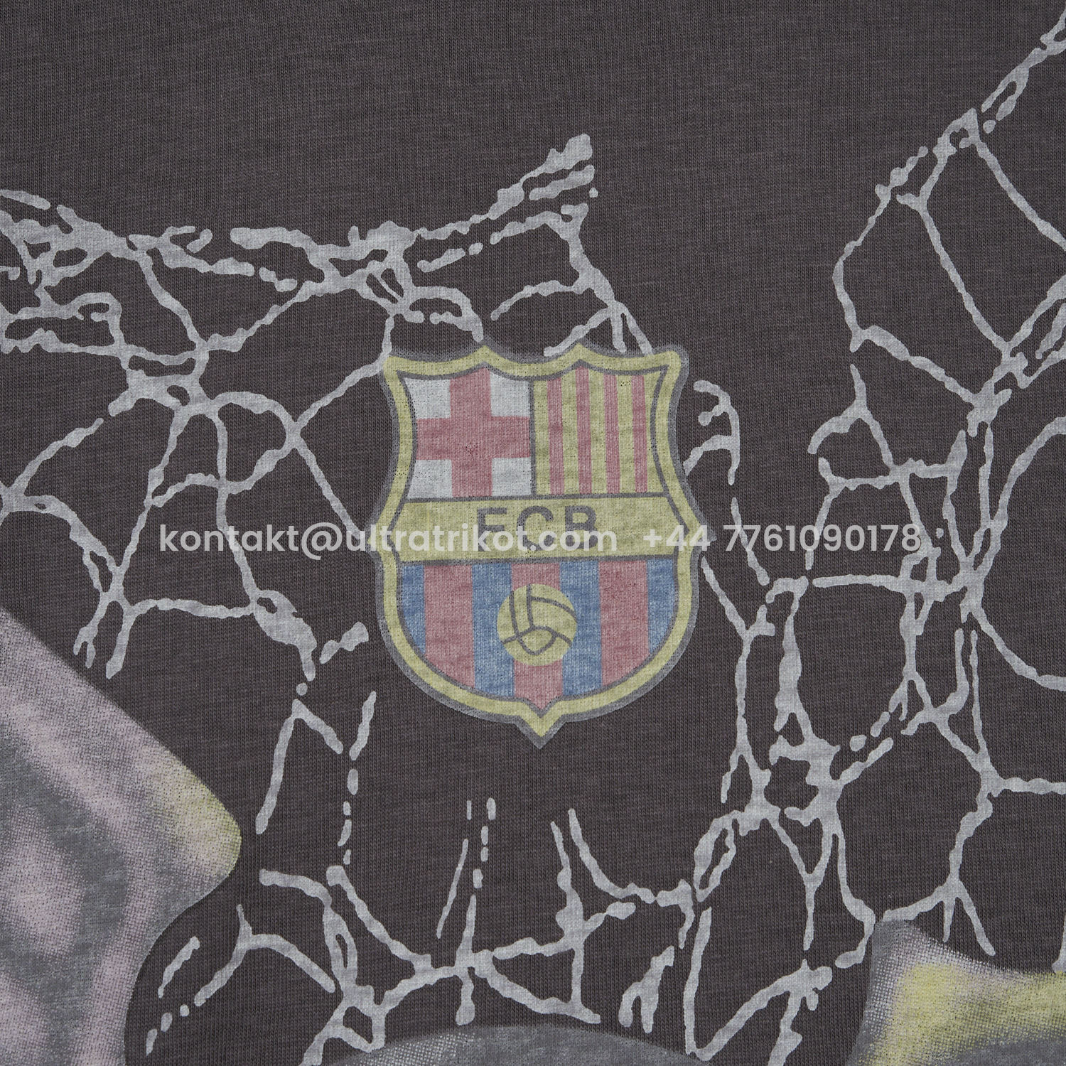 UltraTrikot-Barcelona x Travis Scott 24-25 Football Eagle Pattern Dark Grey T-shirt