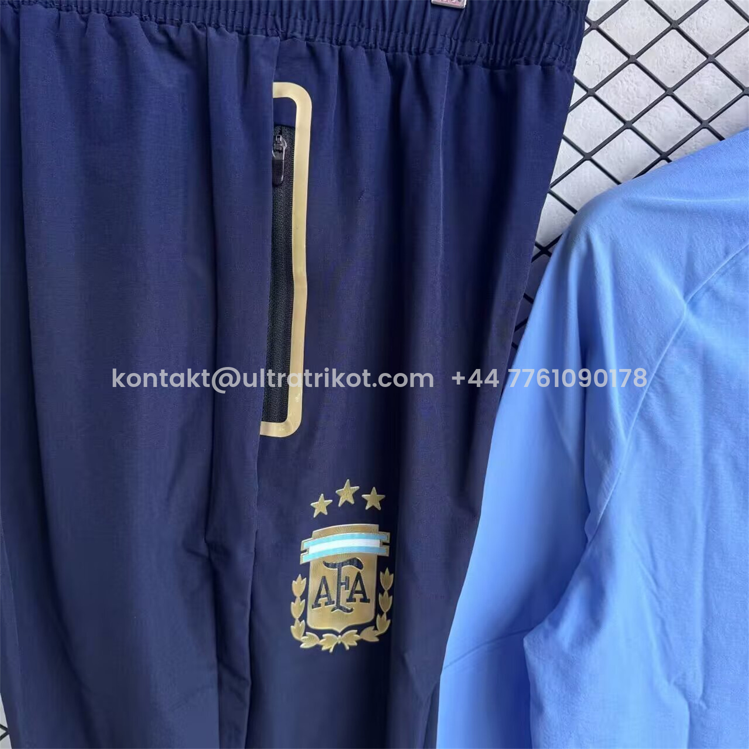 UltraTrikot-Argentina 2026 Windbreaker Training Set - Blue Top and Black Pants