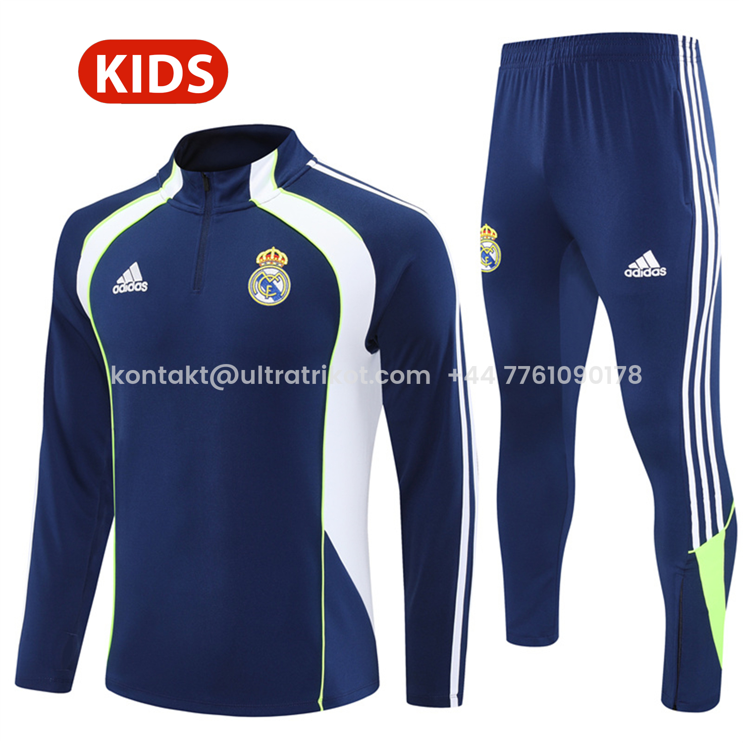UltraTrikot-Real Madrid 25-26 Kids Long Sleeve Training Set - Throwback Royal Blue Top and Pants