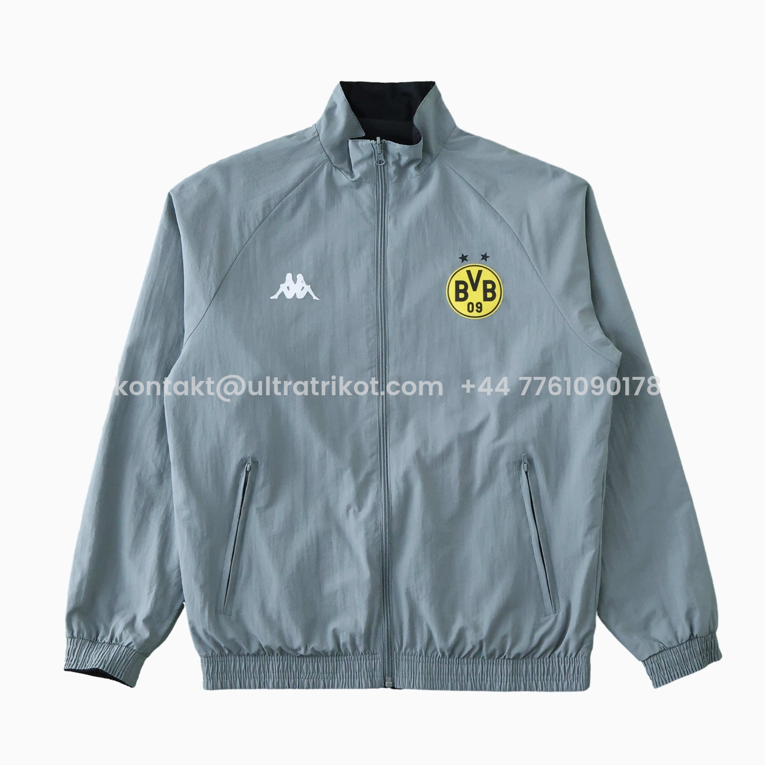 UltraTrikot-Borussia Dortmund 24-25 Retro Style Double Sided Reversible Windbreaker - Black & Grey
