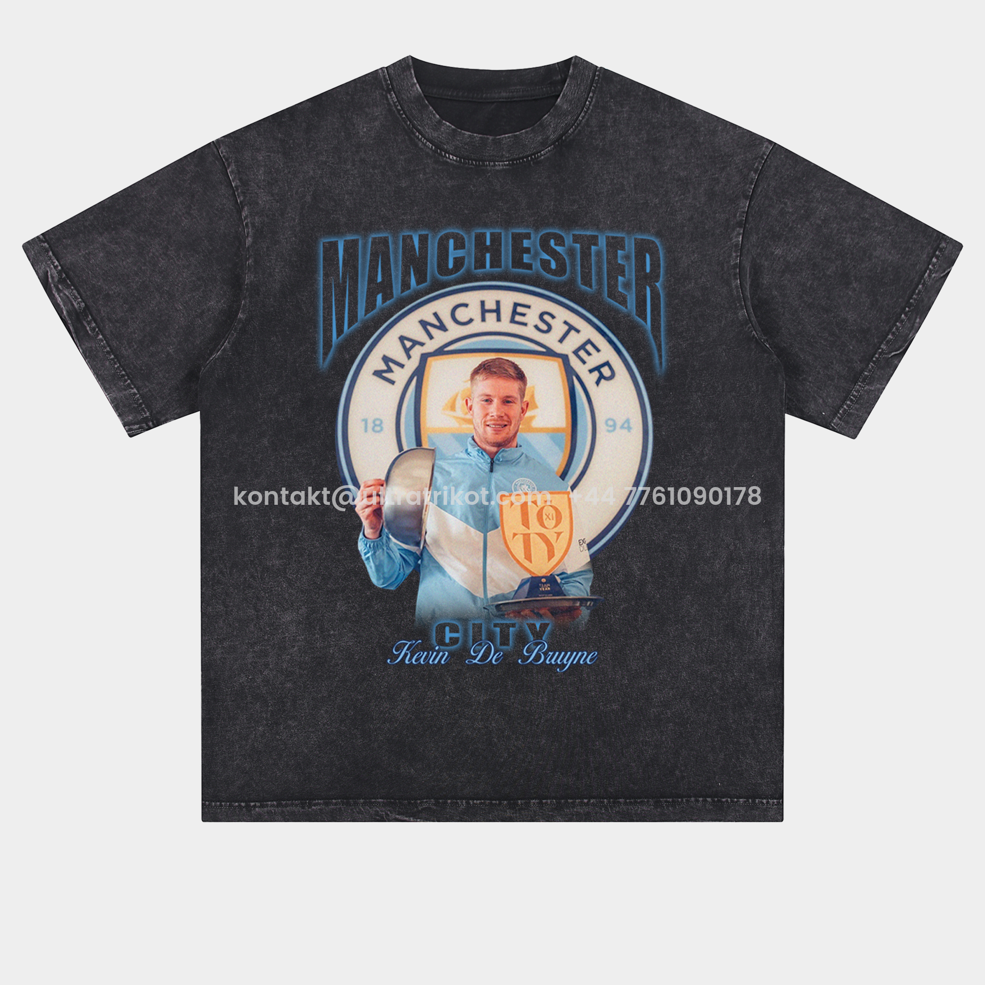 UltraTrikot-Manchester City Kevin De Bruyne Cooker Oversized Washed T-Shirt