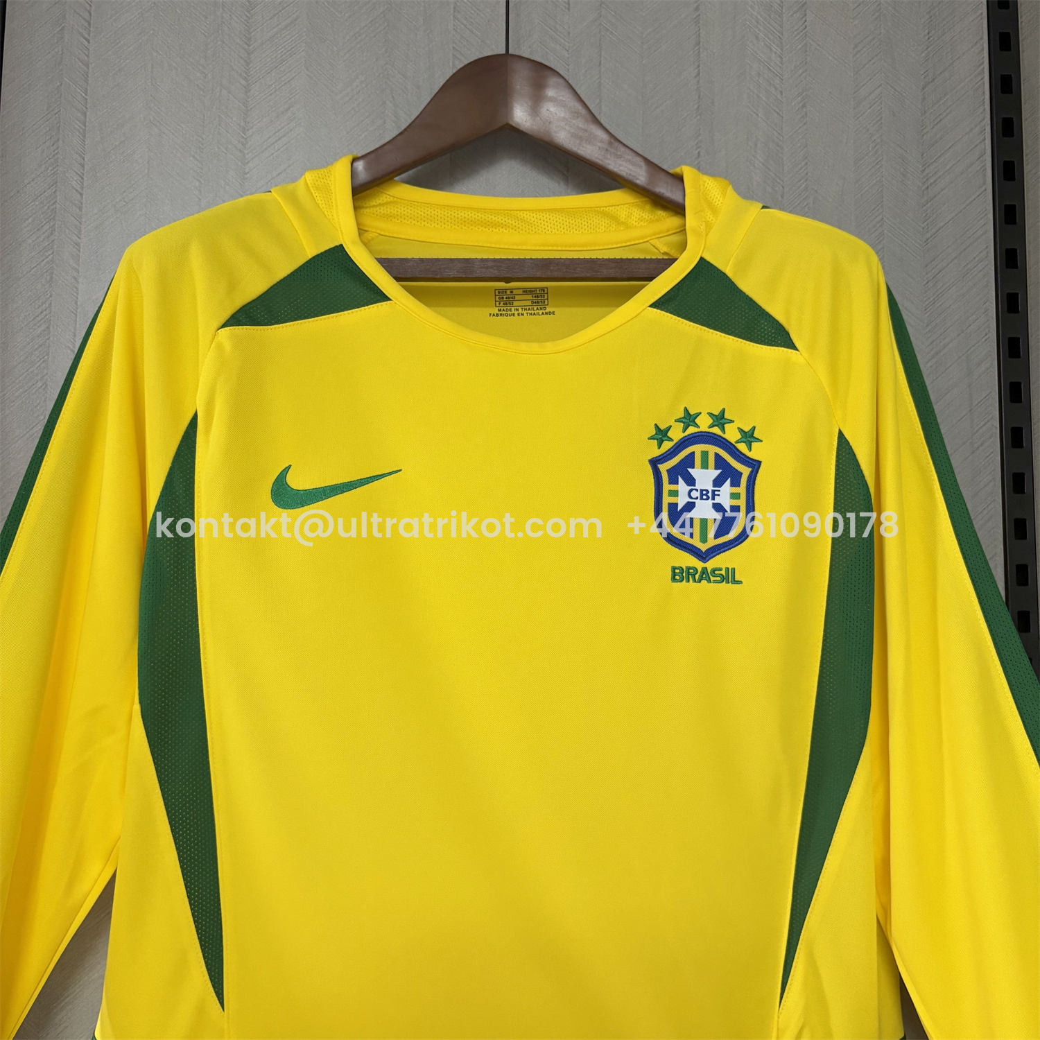 UltraTrikot-Retro Brazil 2002 Home Long Sleeves Jersey