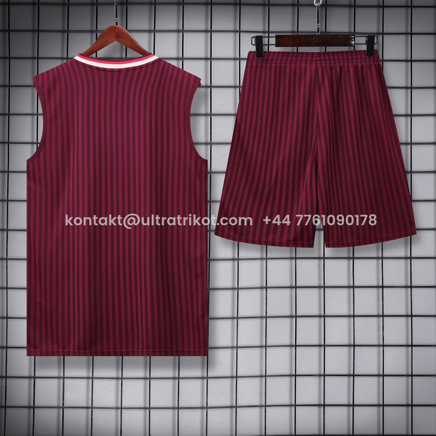 UltraTrikot-Bayern Munich 25-26 Vest Training Set - Wine Red Lines Vest & Wine Red Lines Shorts