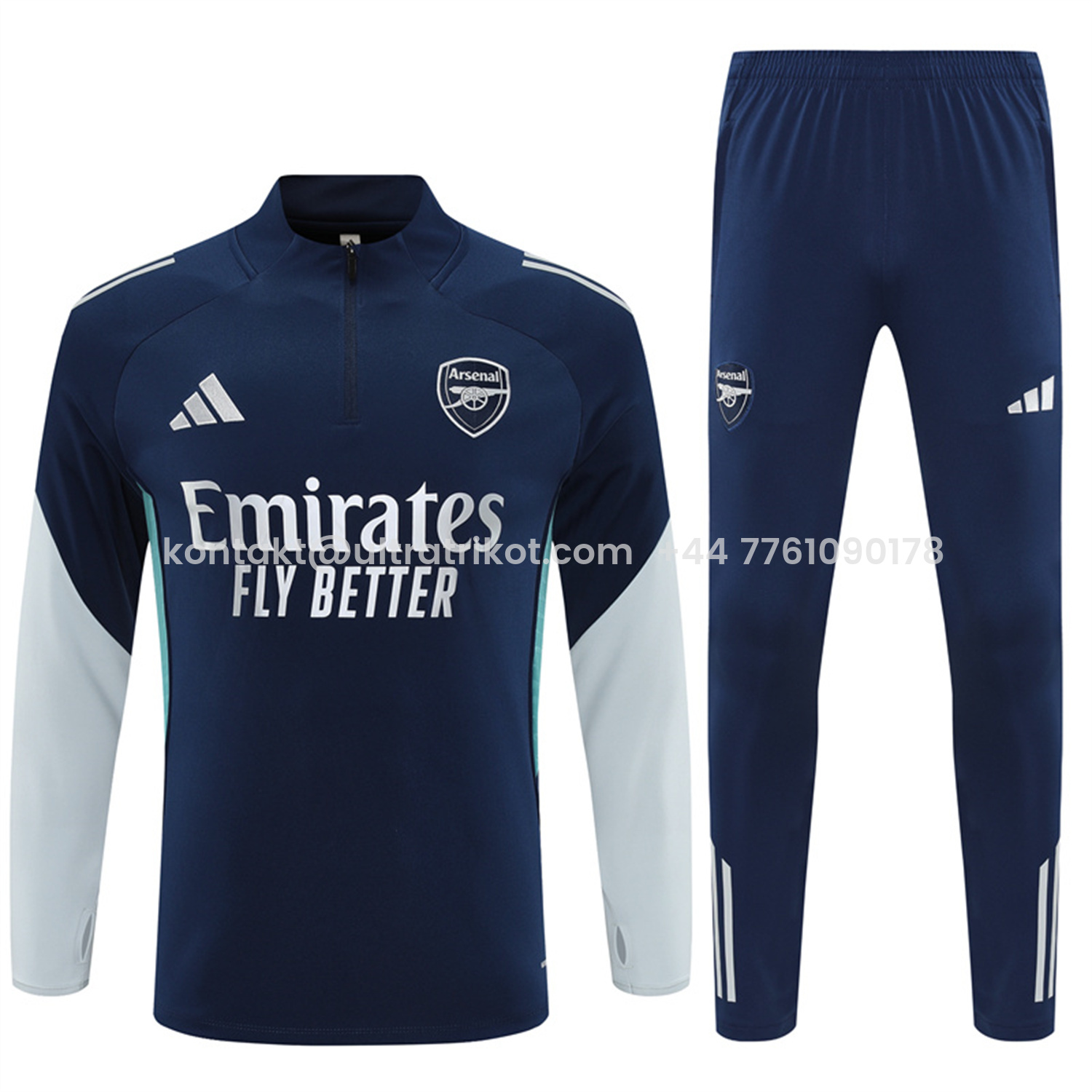 UltraTrikot-Arsenal 25-26 Kids Long Sleeve Training Set - Royal Blue Top & Royal Blue Pants
