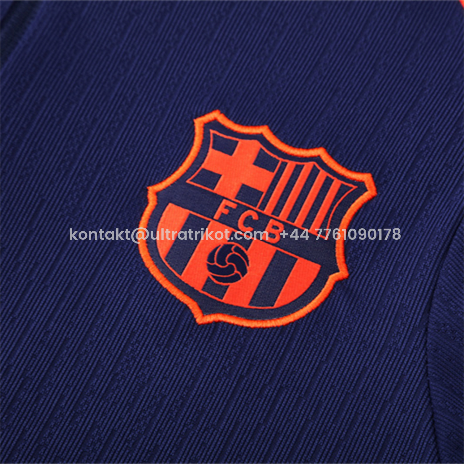 UltraTrikot-Barcelona 25-26 Long Sleeve Training Set - Royal Blue Top Orange Sponsor & Royal Blue Pants