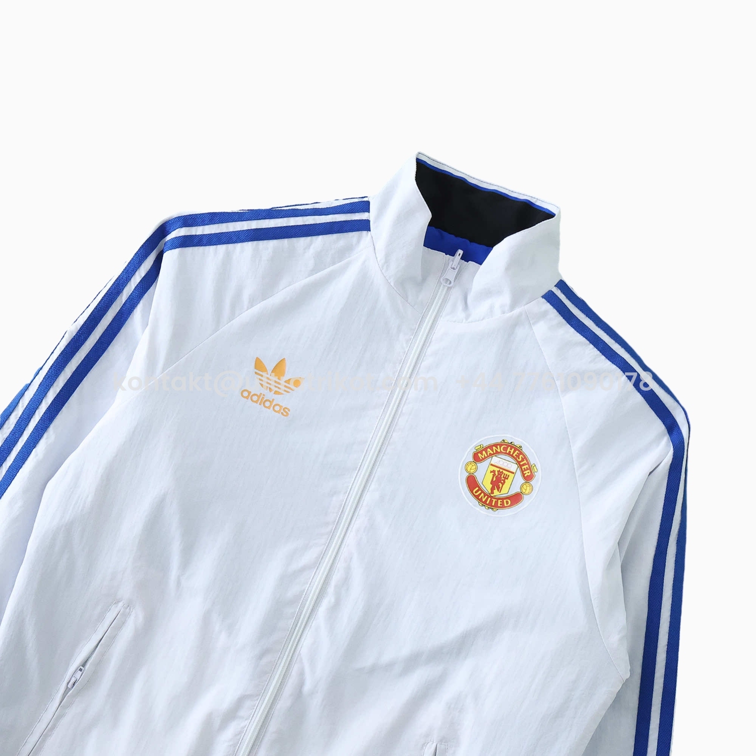 UltraTrikot-Retro Manchester United 1996 Double Sided Reversible Windbreaker - Blue & Green