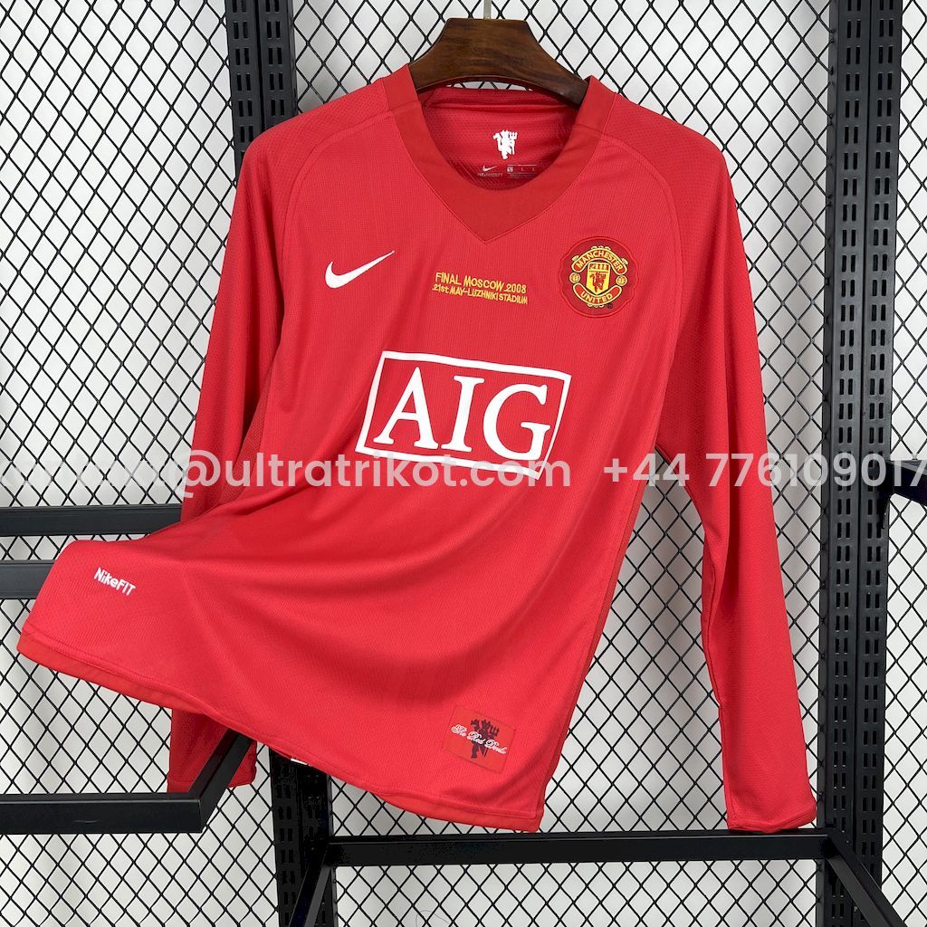UltraTrikot-Retro Manchester United 07-08 Champions League Final Home Long Sleeve Jersey