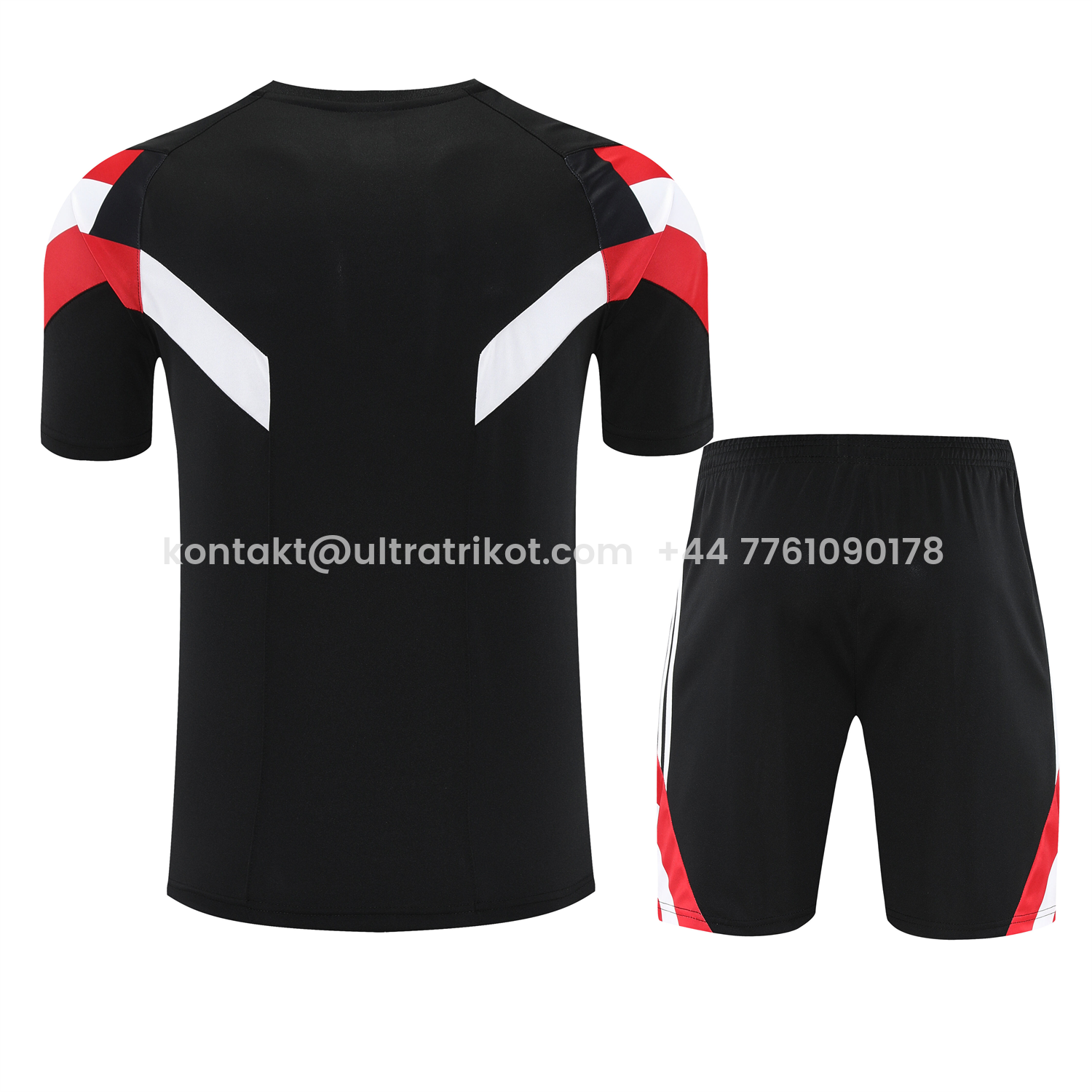 UltraTrikot-Manchester United 25-26 Short-Sleeve Training Set - Red Devil Black Top & Black Shorts