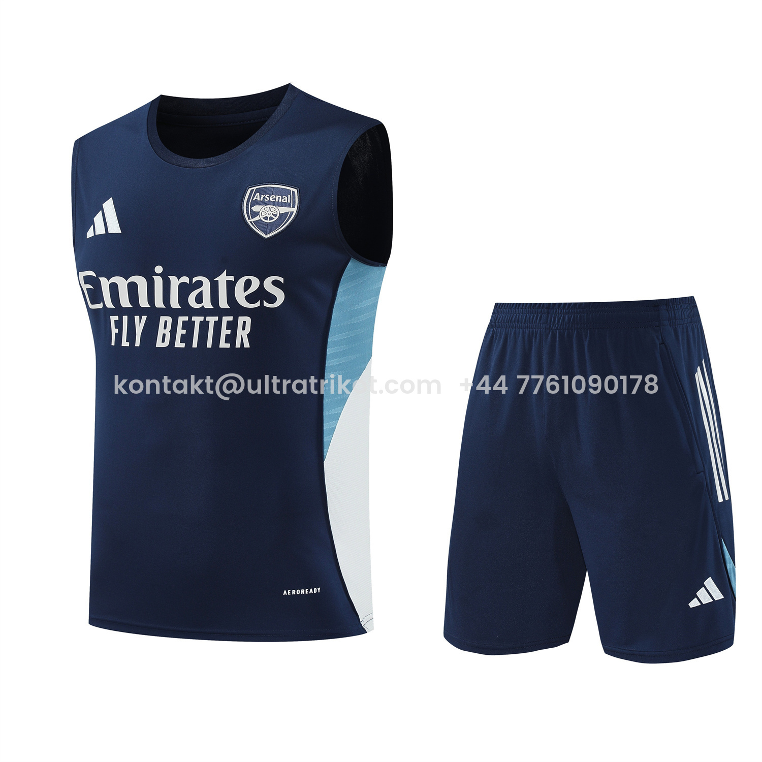 UltraTrikot-Arsenal 25-26 Vest Training Set - Deep Blue Vest and Shorts