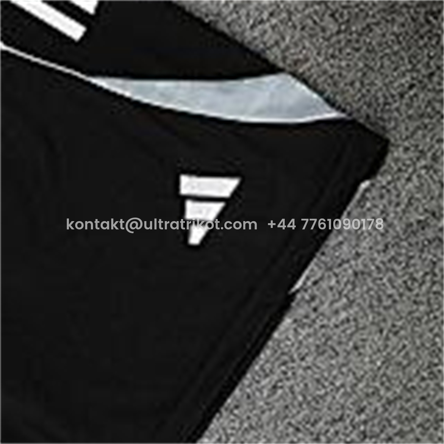 UltraTrikot-INT M.A.M 25-26 Short-Sleeve Training Set - Light Grey Stripes Black Top & Black Shorts