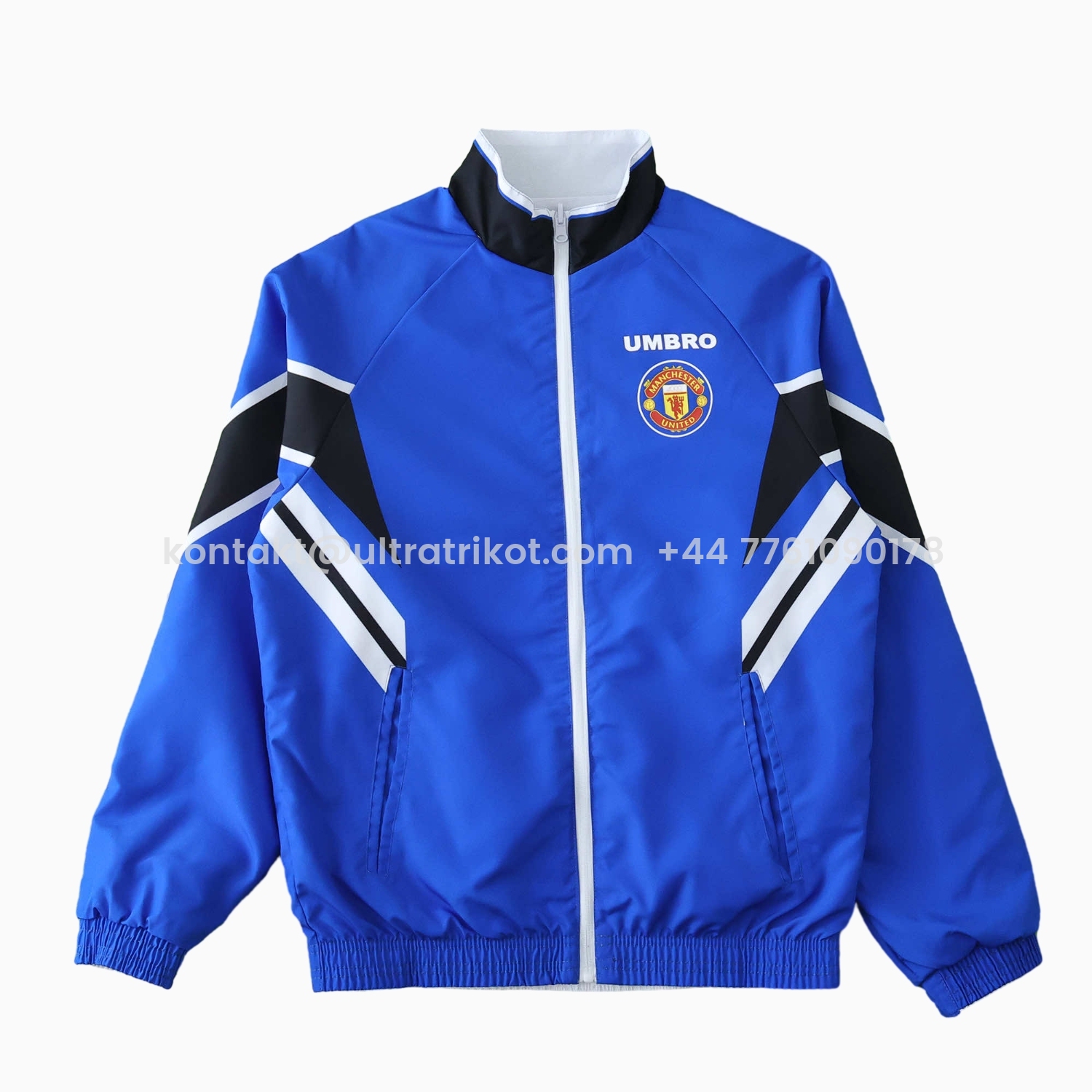 UltraTrikot-Retro Manchester United 1996 Double Sided Reversible Windbreaker - Blue & Green