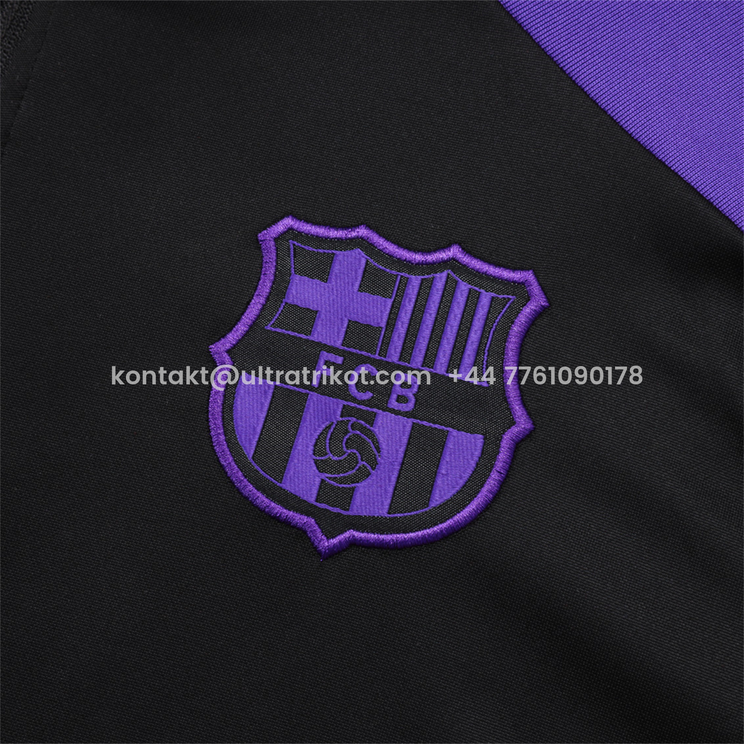 UltraTrikot-Barcelona X KB 25-26 Long Sleeve Training Set - Black Top with Purple Badge and Black Pants