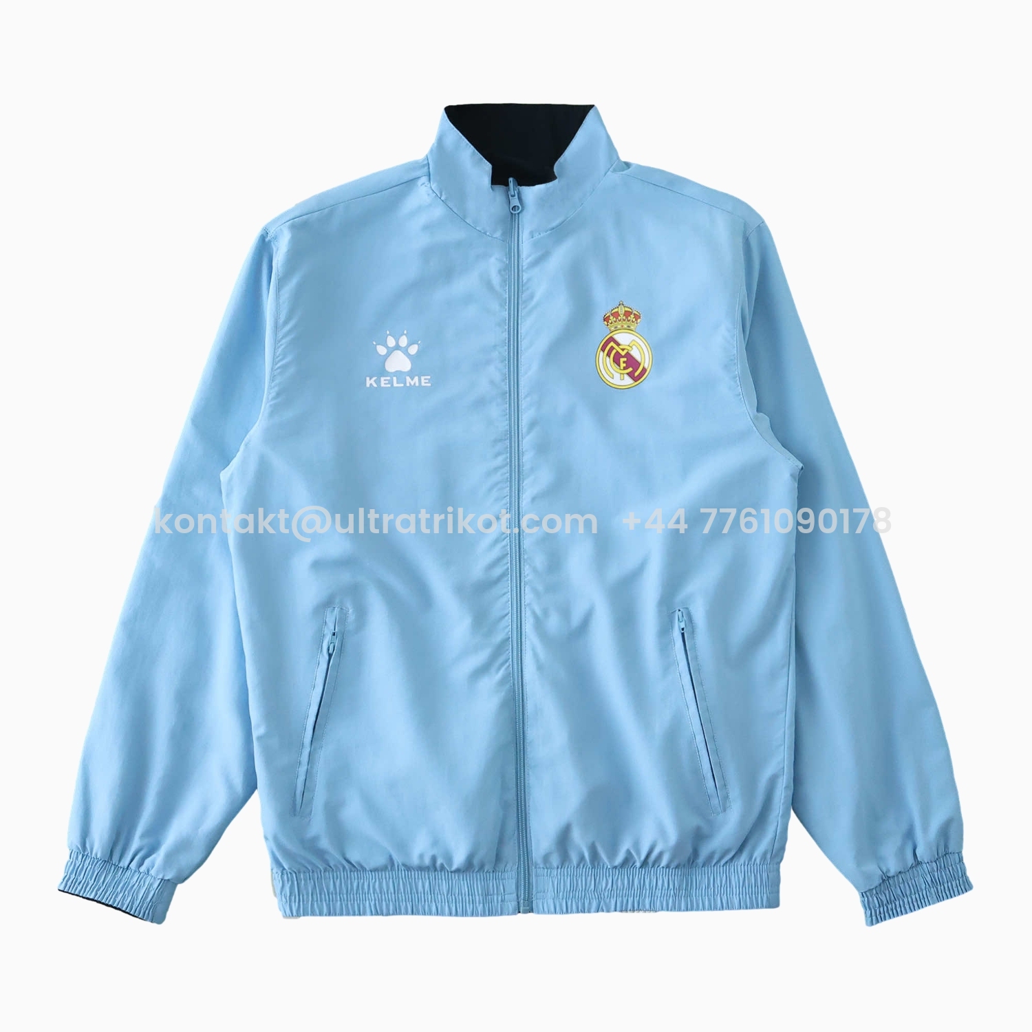 UltraTrikot-Retro Real Madrid 1997-98 Third Double Sided Reversible Windbreaker - Black & Blue