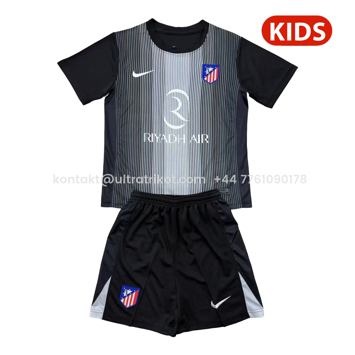 UltraTrikot-Atletico Madrid 25-26 Black Goalkeeper Kids Kit