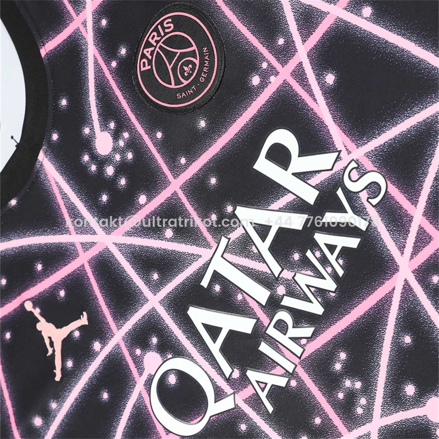 UltraTrikot-Paris Saint-Germain PSG 25-26 Short-Sleeve Training Set - Pink Fluorescent Rays Black Top & Black Shorts