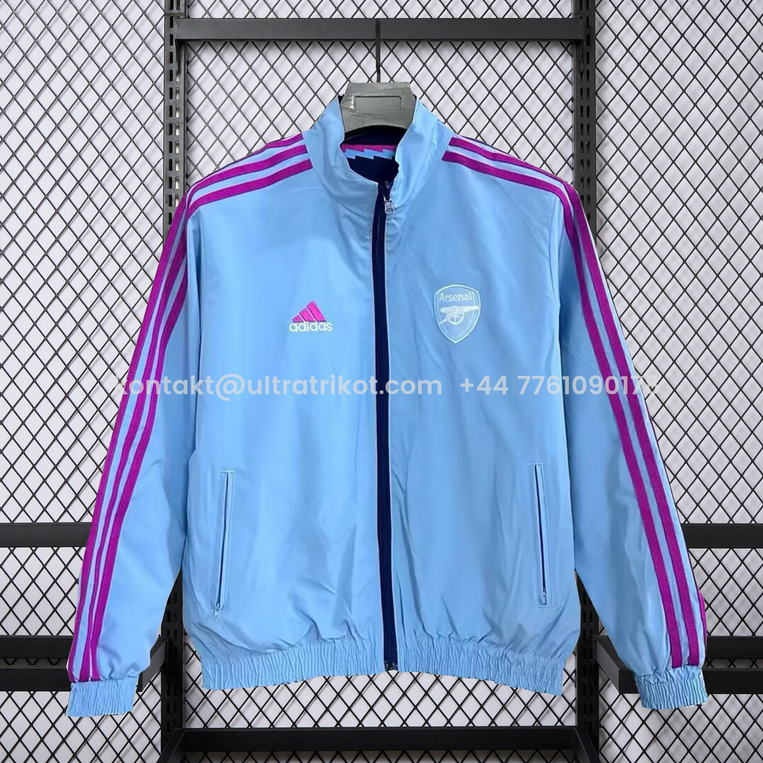 UltraTrikot-Arsenal 25-26 Double Sided Reversible Windbreaker - Deep Blue & Light Blue