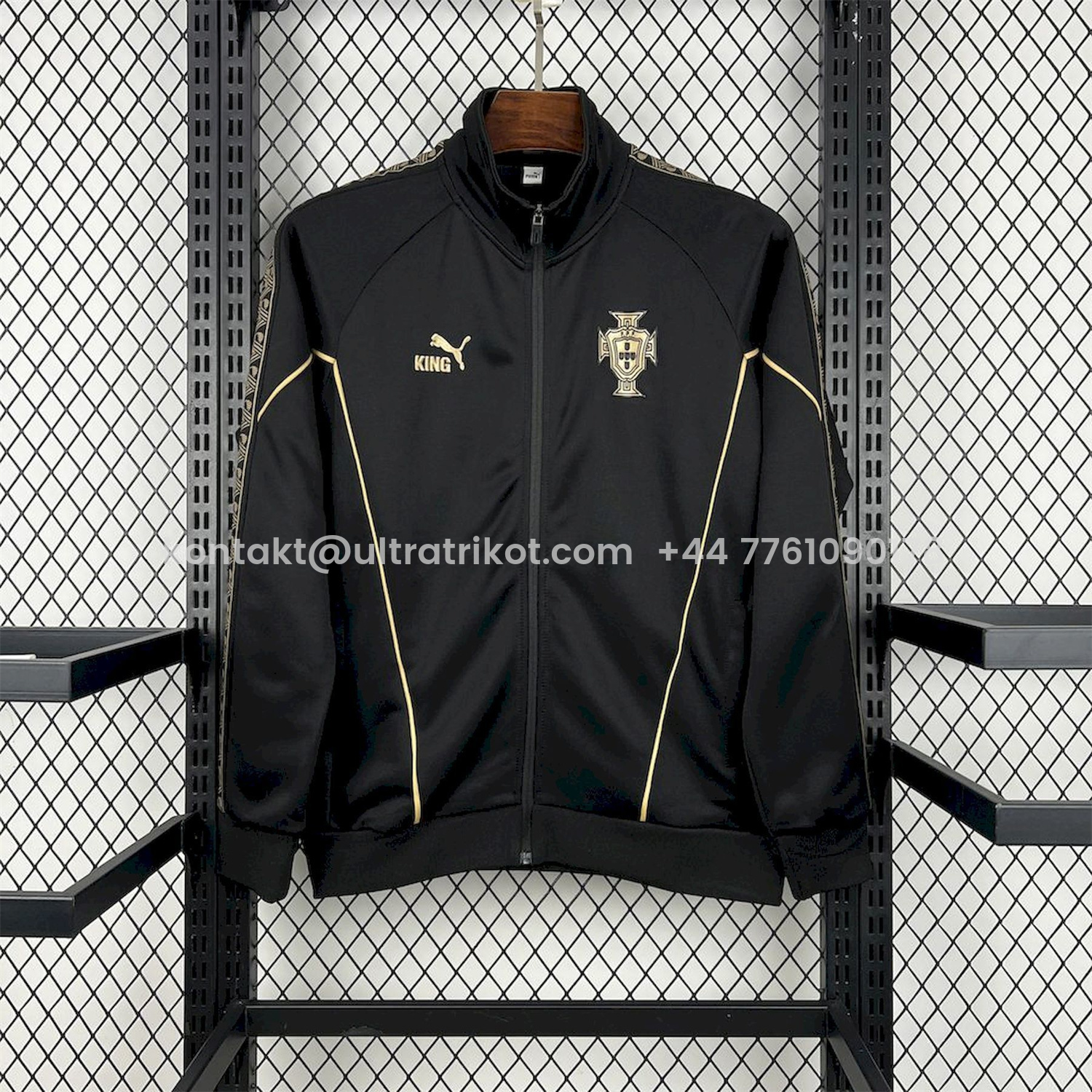 UltraTrikot-Portugal 25-26 Eusebio Special Windbreaker Training Set - Black White Top and Pants