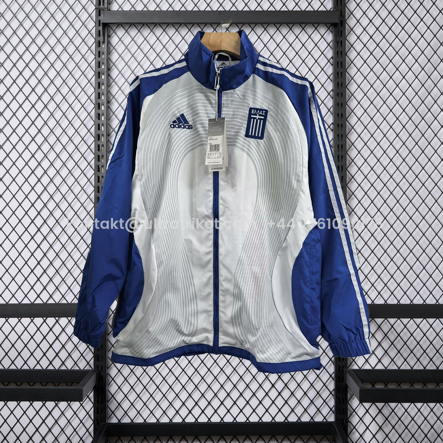 UltraTrikot-Retro Greece 2006 Vintage Style Windbreaker - White & Black