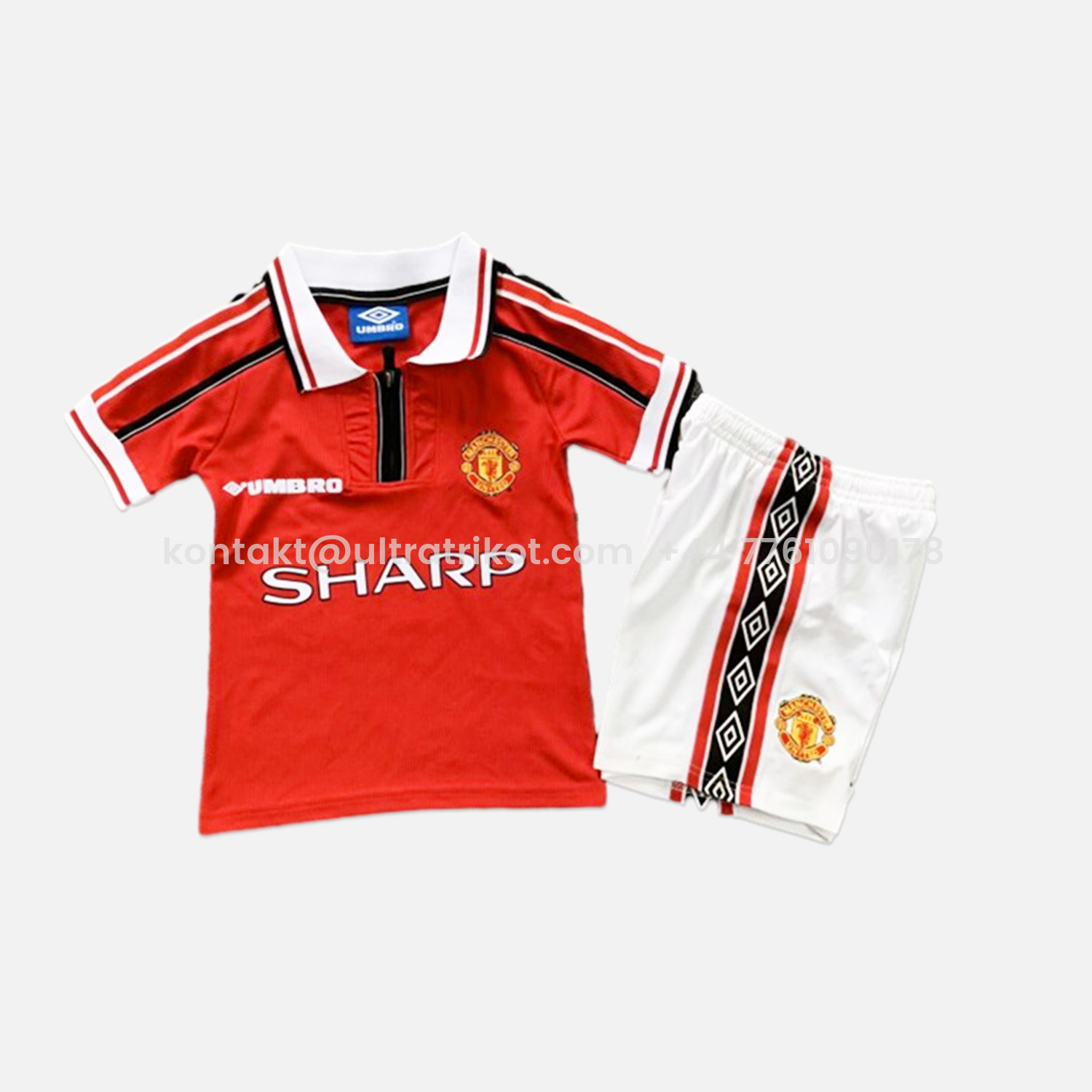 UltraTrikot-Retro Manchester United 1998-99 Home Stadium Kids Kit