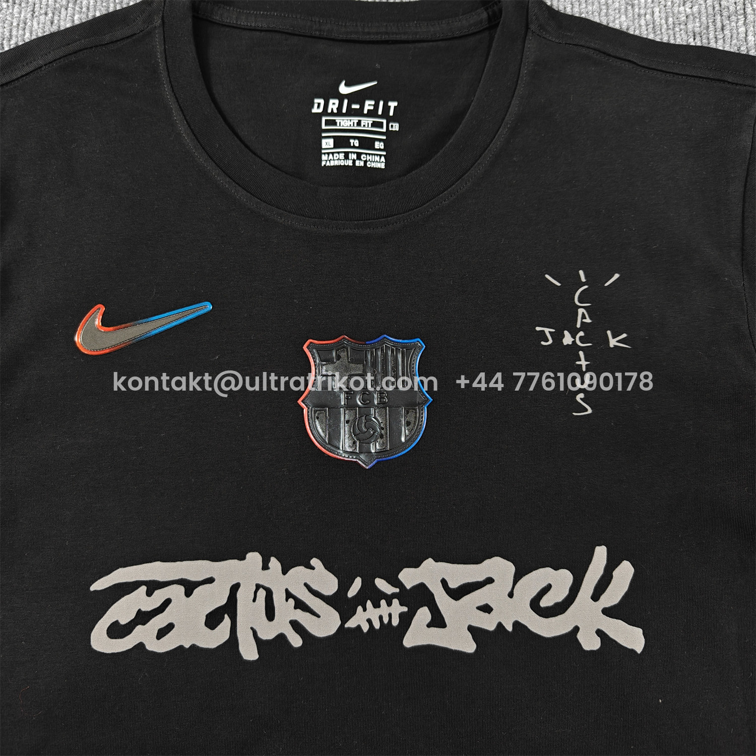 UltraTrikot-Barcelona x Travis Scott 25-26 Black T-shirt with Grey ICON