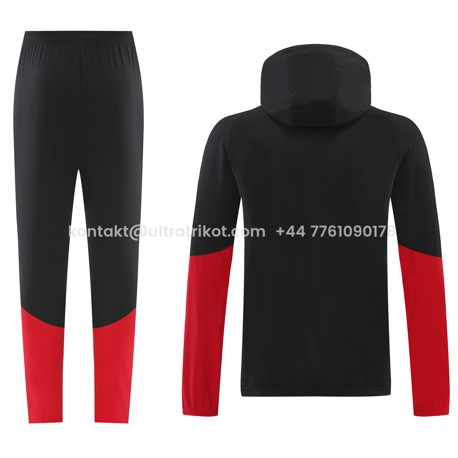 UltraTrikot-Germany 2026 Hooded Windbreaker Training Set - Black Red Top and Pants