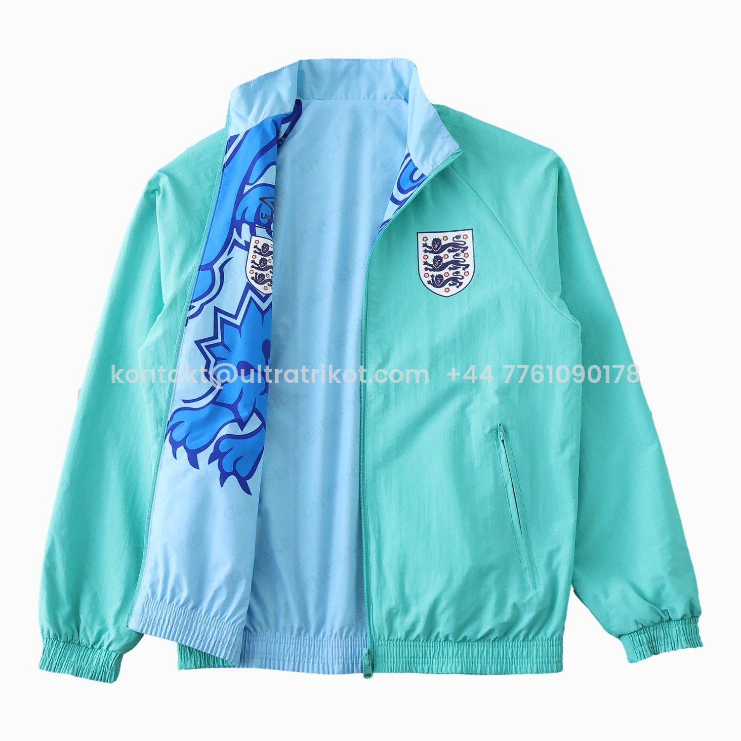 UltraTrikot-Retro England 1992 Third Double Sided Reversible Windbreaker - Blue & Green