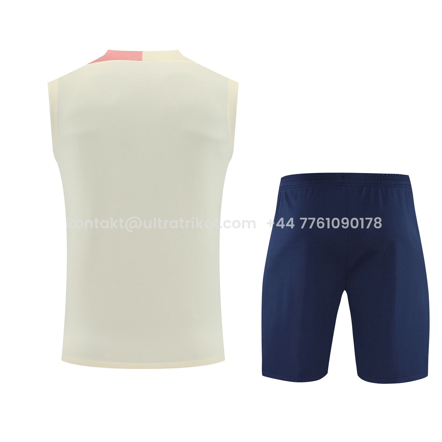 UltraTrikot-Barcelona 25-26 Vest Training Set - Cream Vest & Deep Blue Shorts