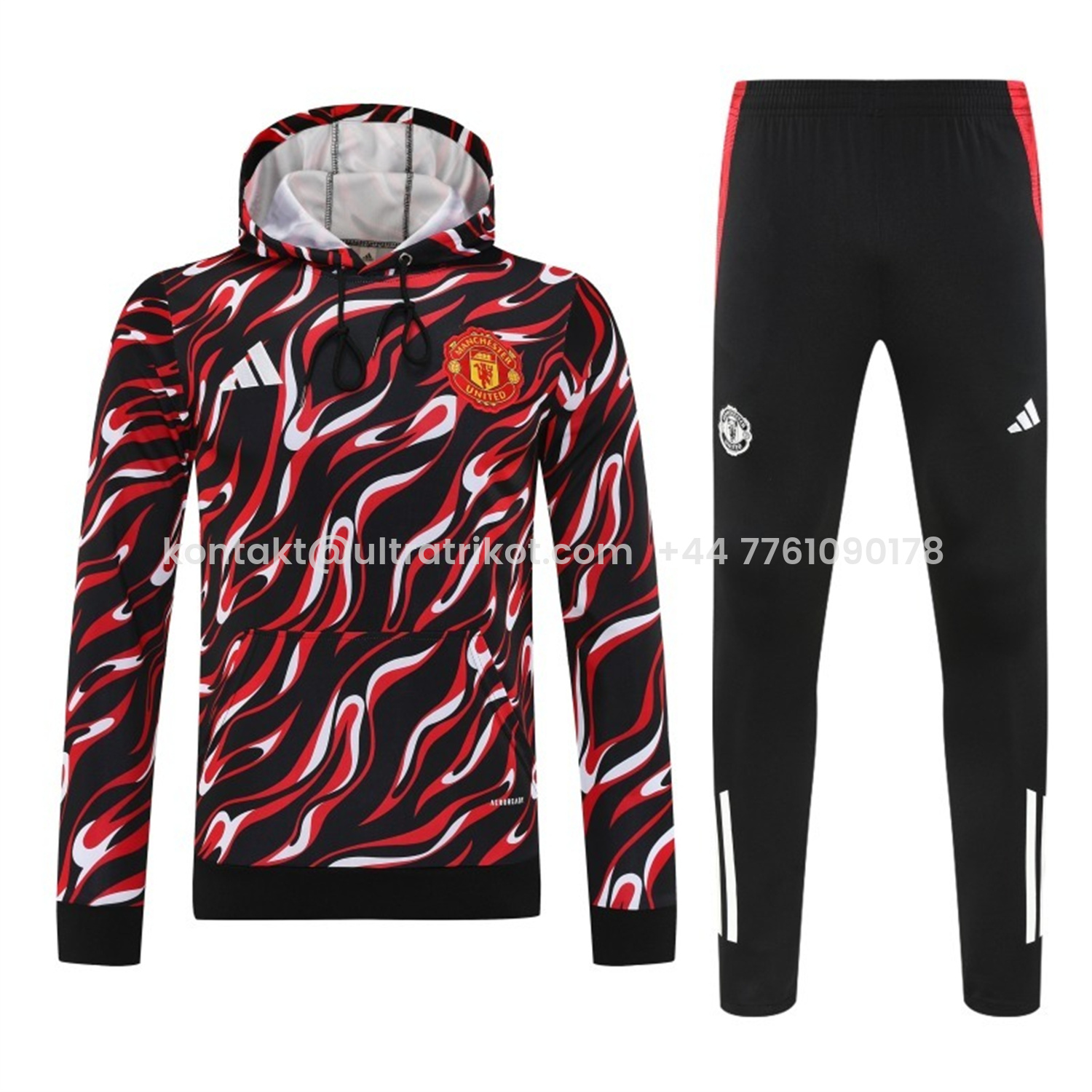 UltraTrikot-Manchester United 25-26 Traning Hoodie Set - Flowing Red Hoodie With Black Pants