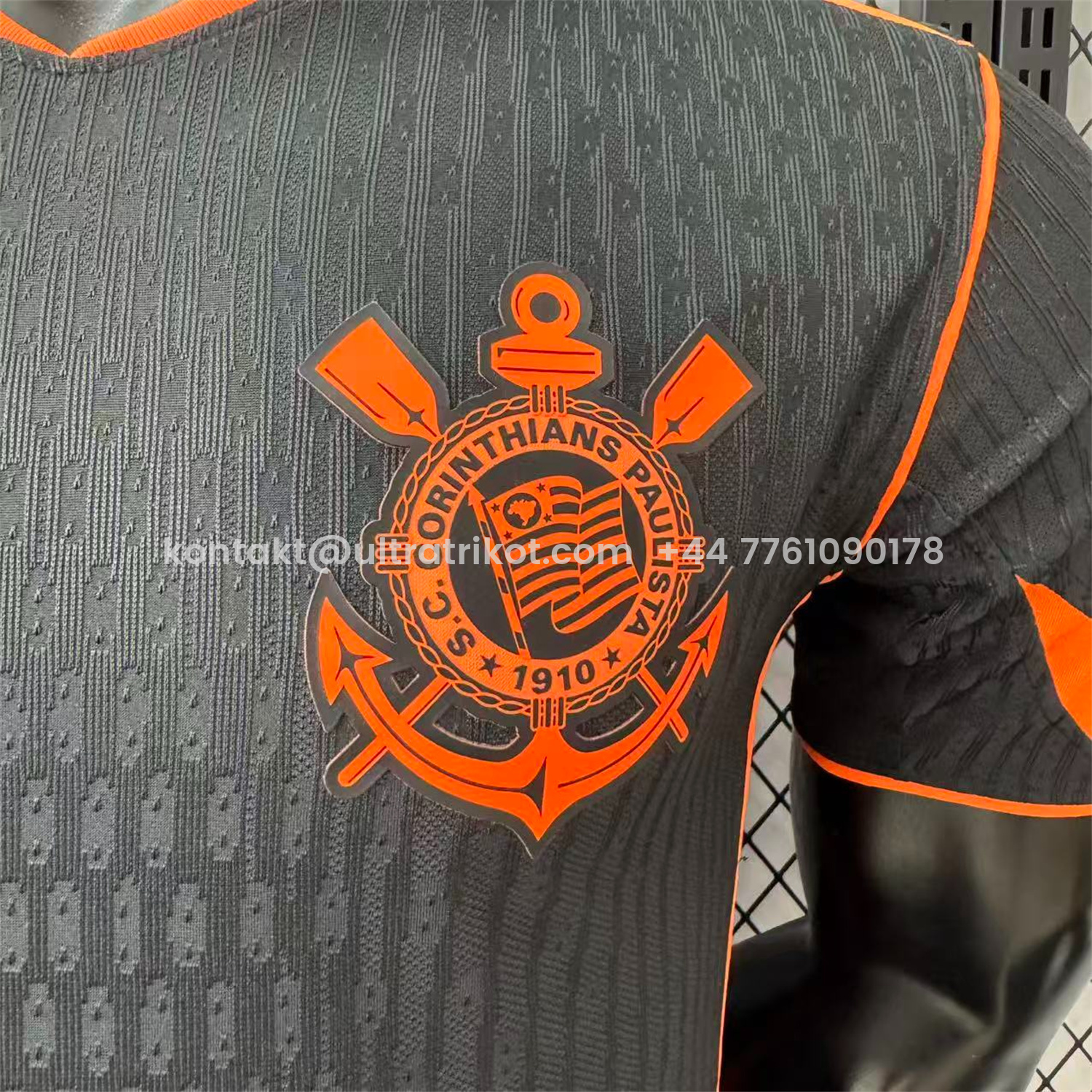 UltraTrikot-Corinthians 25-26 Third Orange Lines Black Jersey - Player Version