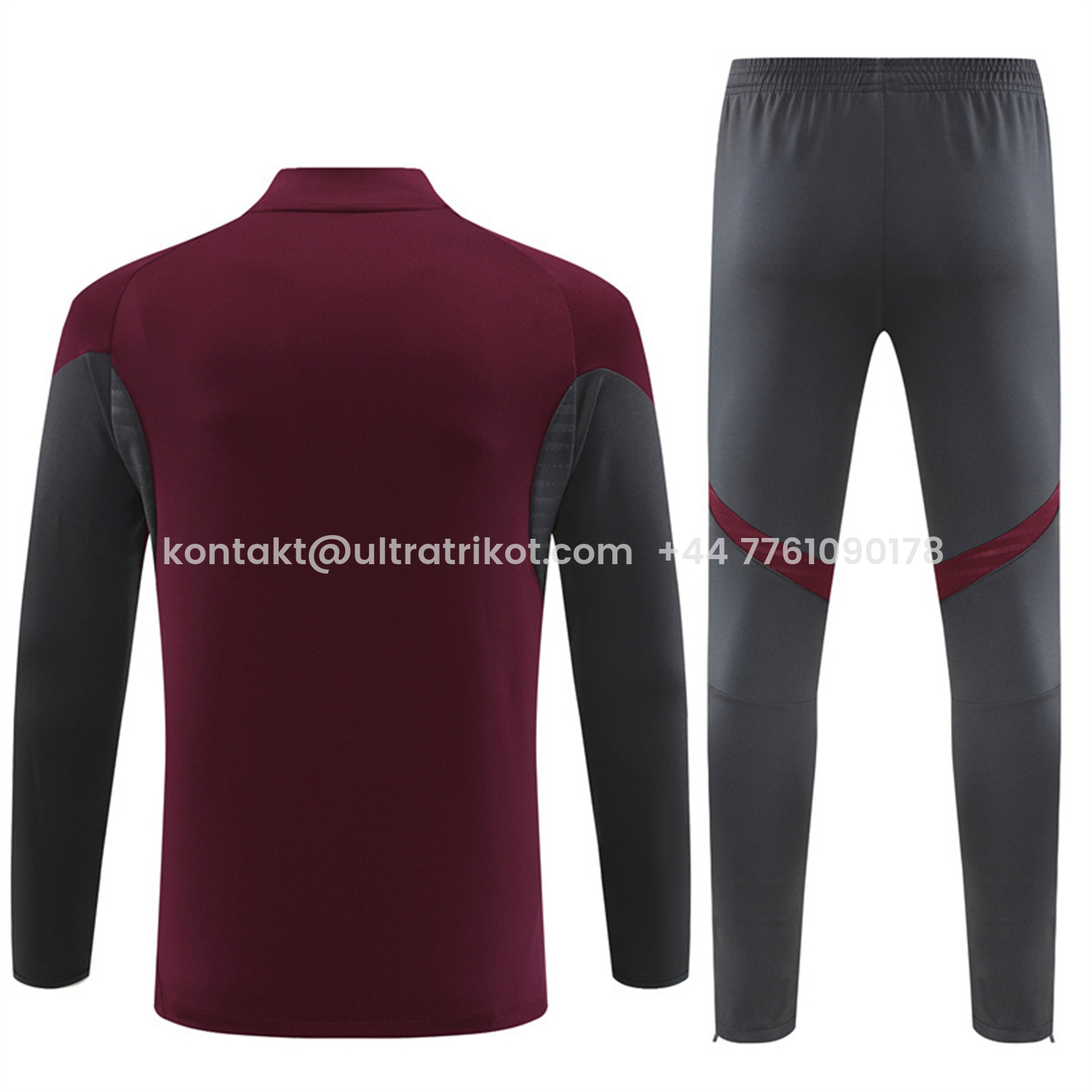 UltraTrikot-Arsenal 25-26 Kids Long Sleeve Training Set - Wine Red Top & Grey Pants