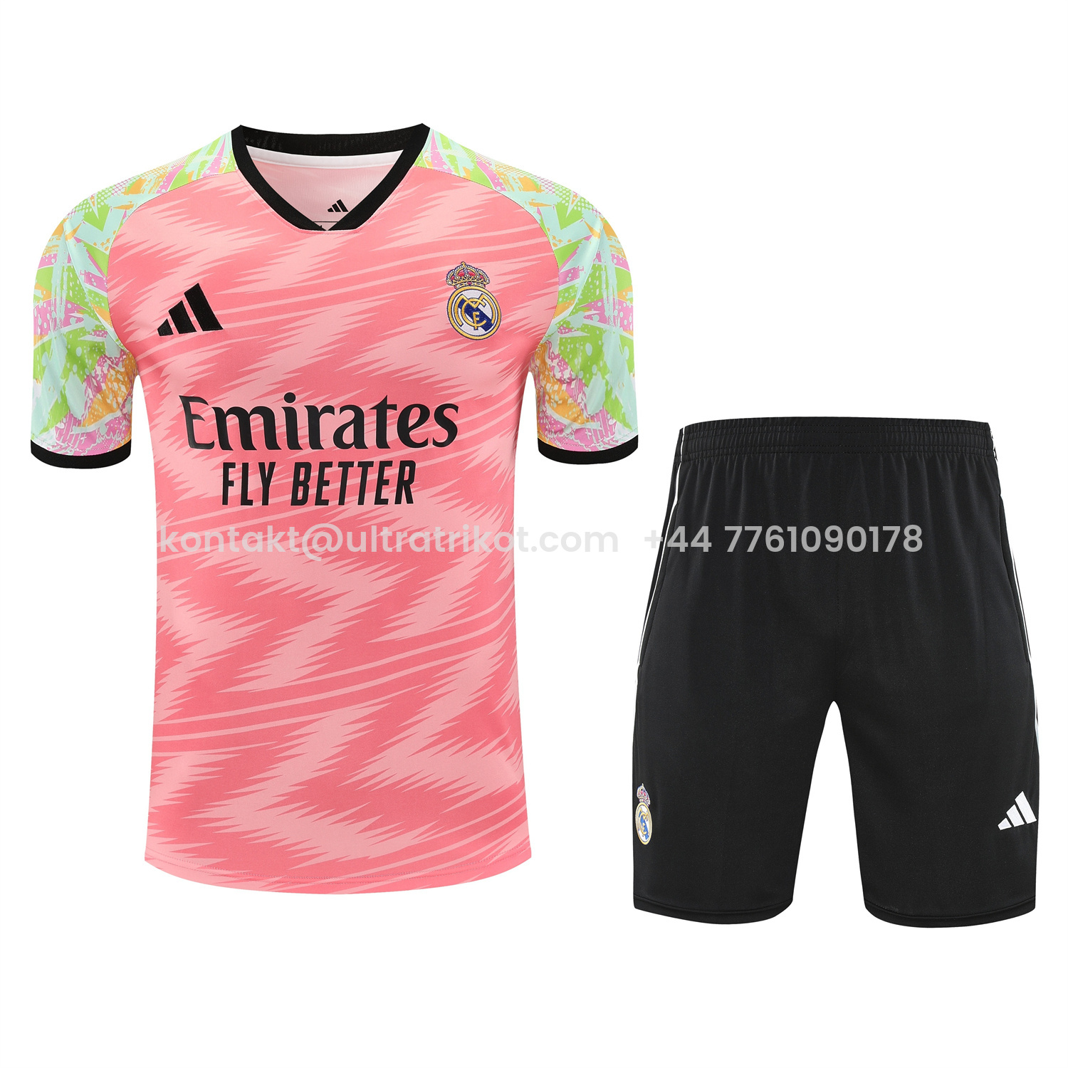 UltraTrikot-Real Madrid 25-26 Short-Sleeve Training Set - Pink Arrow Pattern Top & Black Shorts