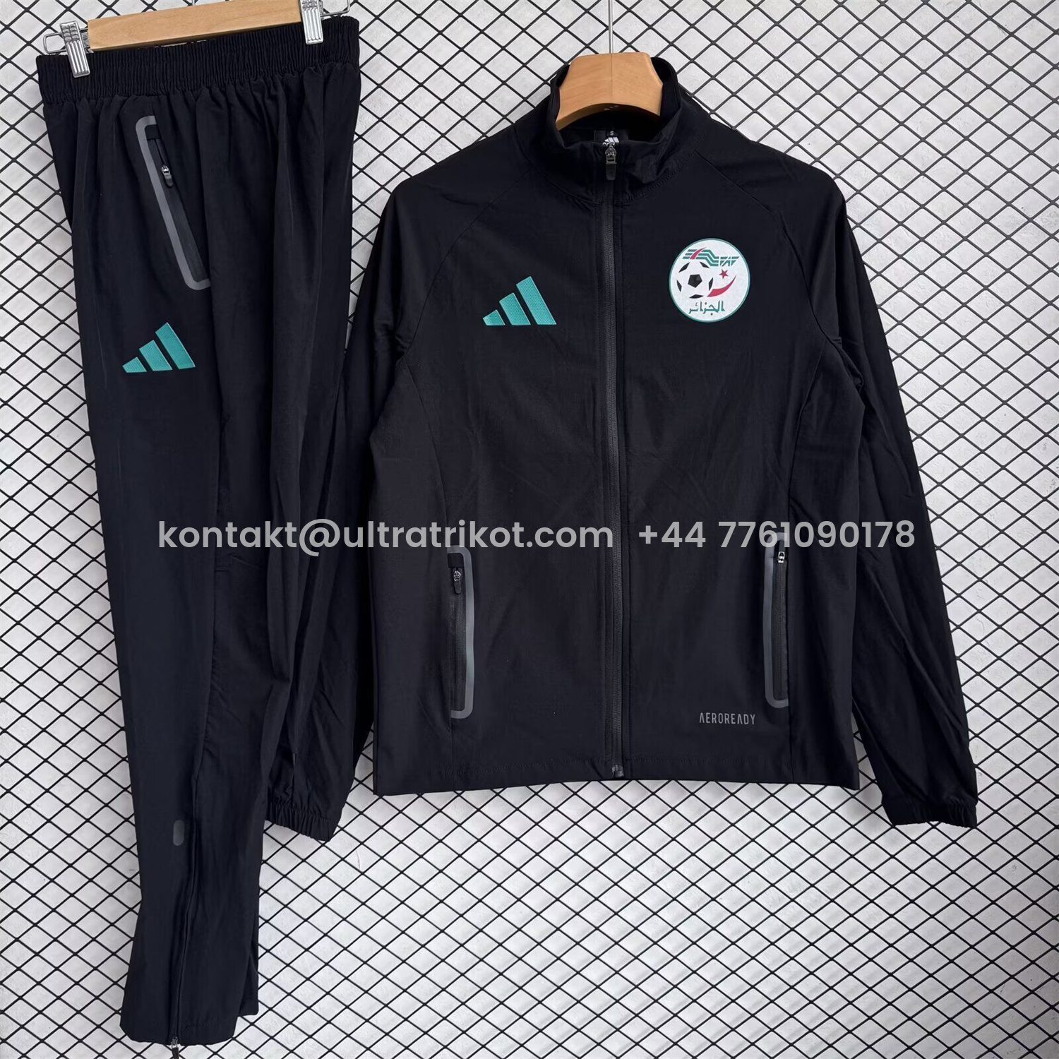 UltraTrikot-Algeria 25-26 Windbreaker Training Set - Black Top and Pants
