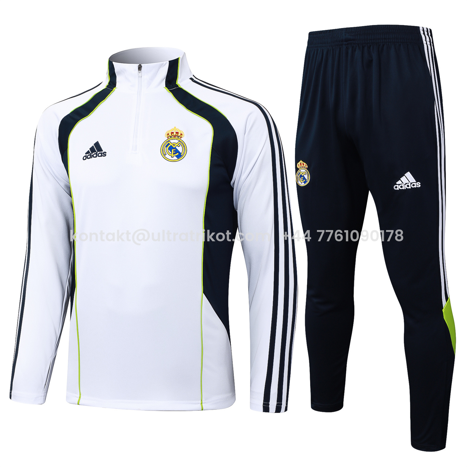 UltraTrikot-Real Madrid 25-26 Long Sleeve Training Set - White Urban Purist Style and Deep Blue Pants