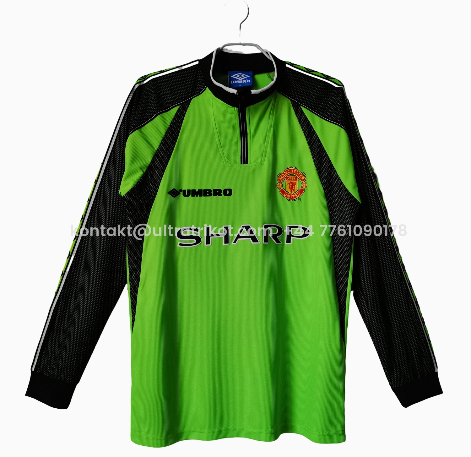 UltraTrikot-Retro Manchester United 98-99 Green Goalkeeper Long Sleeve Jersey