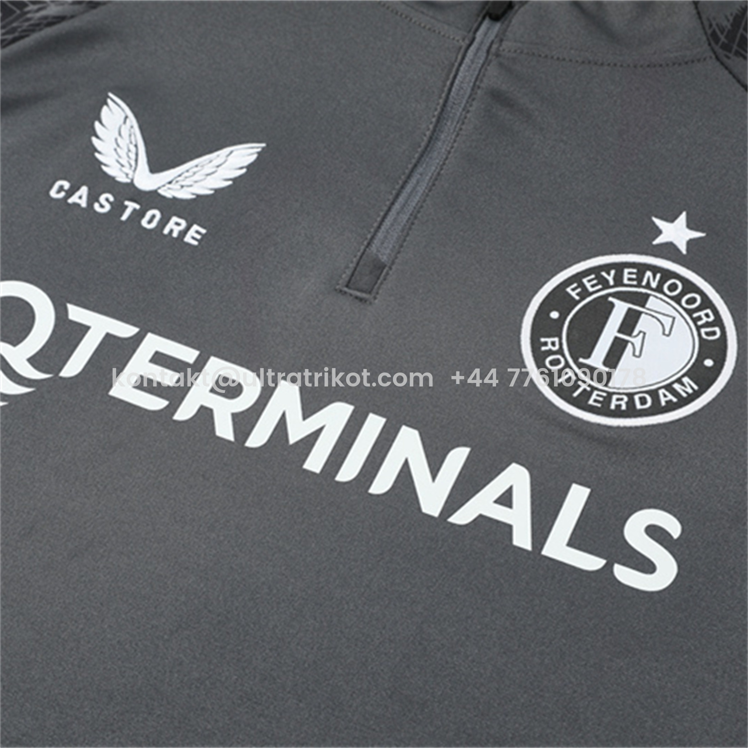 UltraTrikot-Feyenoord 25-26 Kids Long Sleeve Training Set - Dark Gray Top & Dark Gray Pants