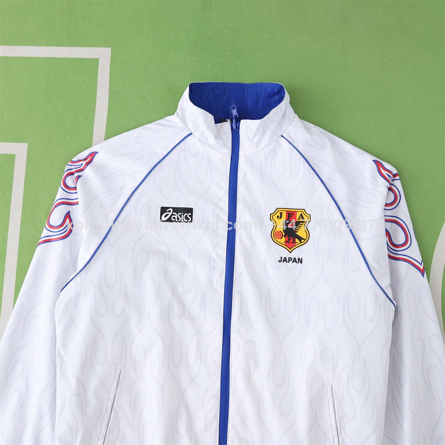 UltraTrikot-Retro Japan 1998 Throwback Double Sided Reversible Windbreaker - White & Blue