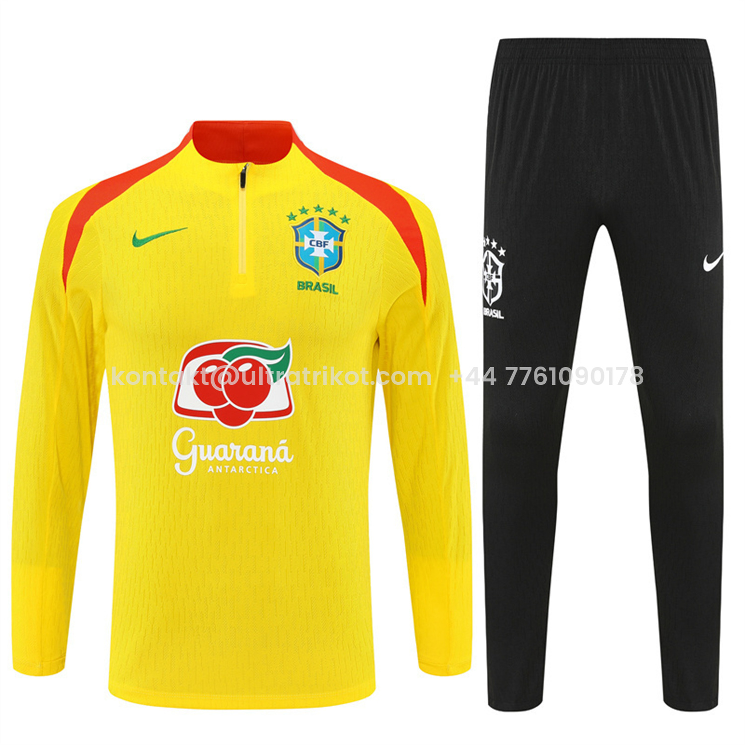 UltraTrikot-Brazil 25-26 Long Sleeve Training Set - Player Version - Yellow Top and Black Pants