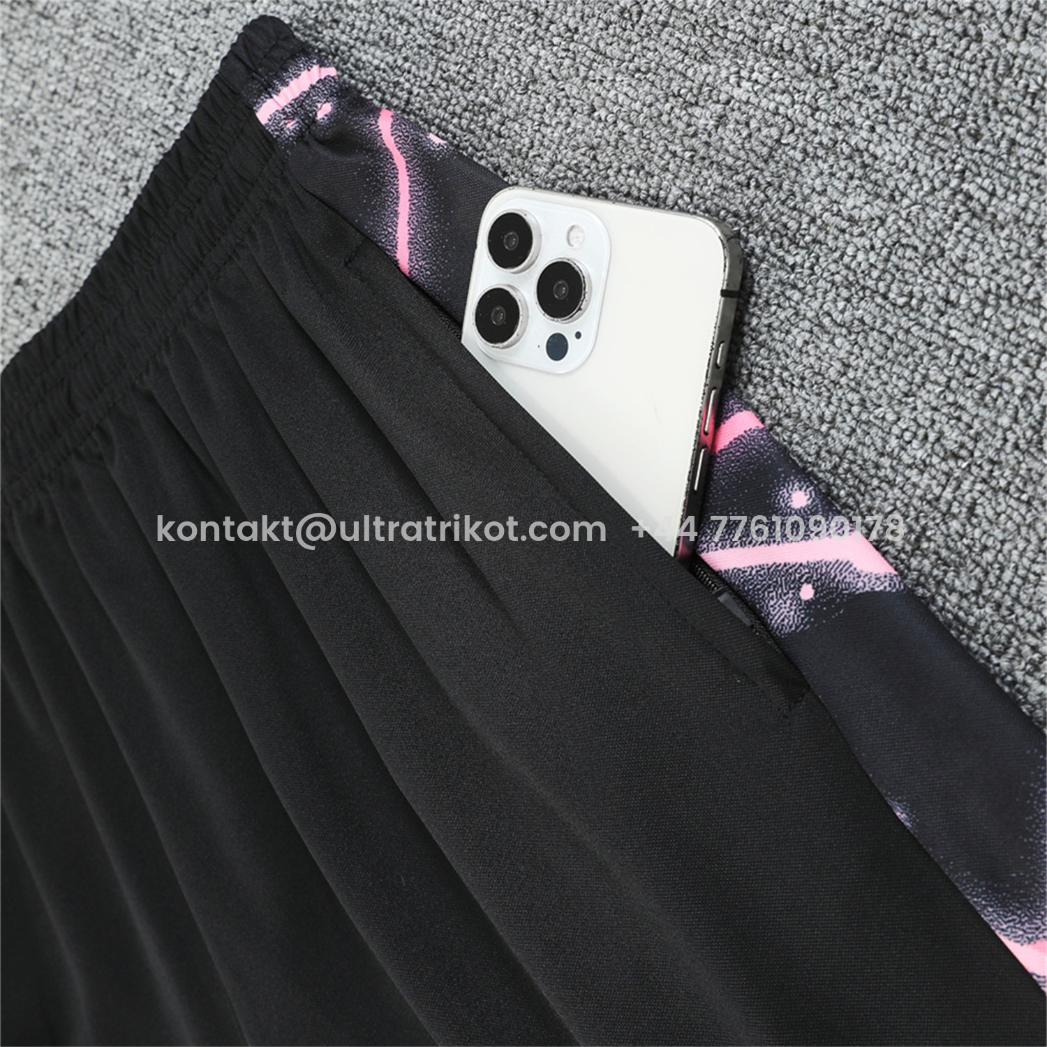 UltraTrikot-Paris Saint-Germain PSG 25-26 Vest Training Set - Pink Fluorescent Rays Black Vest & Black Shorts